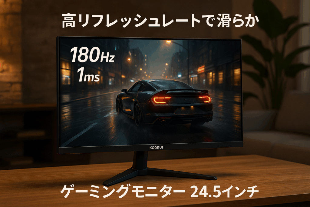 KOORUI ゲーミングモニター 24.5インチ (180Hz/1ms/フルHD/VAパネル/Adaptive Sync対応/傾き調節/HDMI X2/DisplayPort/VESA) 25E3A