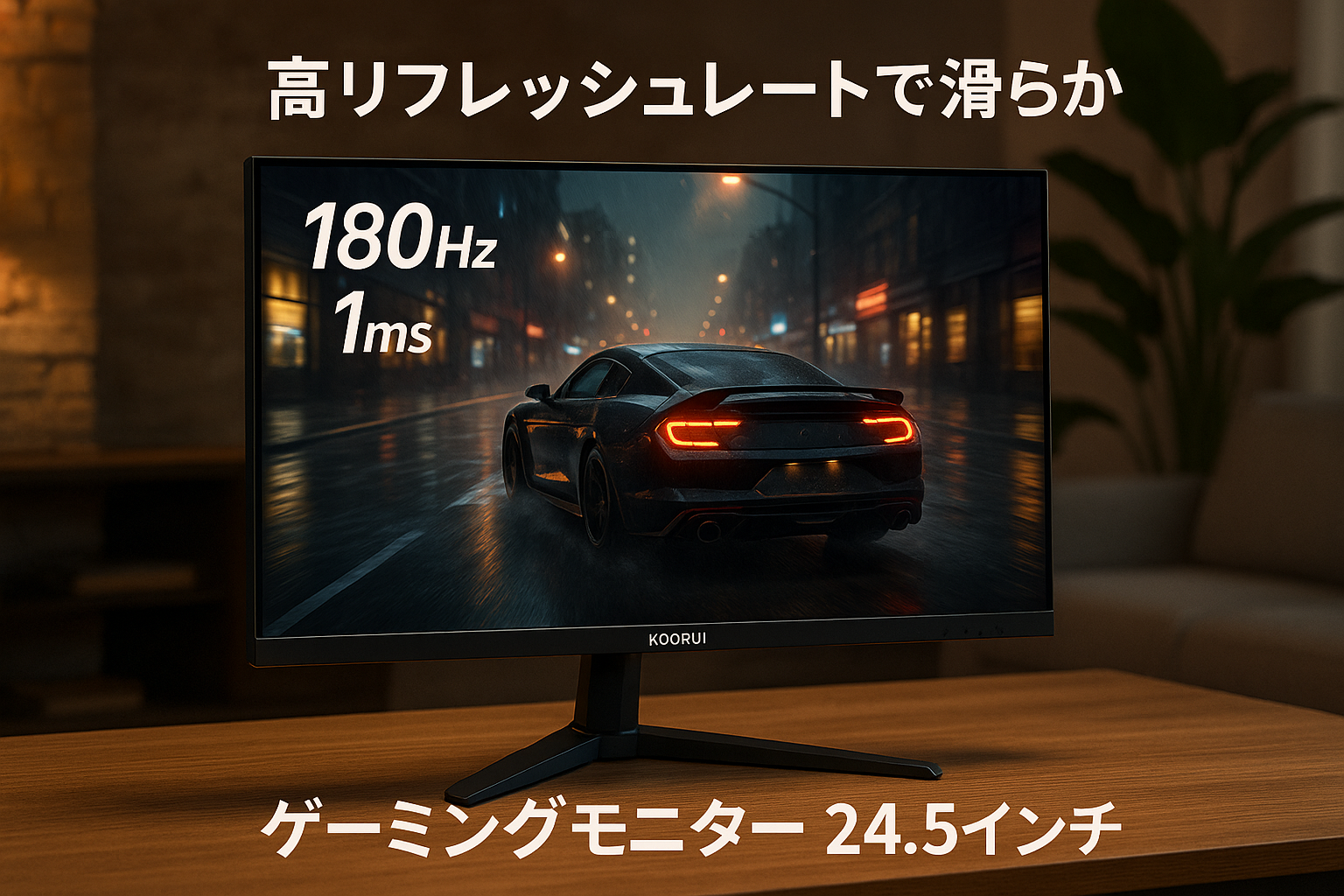 KOORUI ゲーミングモニター 24.5インチ (180Hz/1ms/フルHD/VAパネル/Adaptive Sync対応/傾き調節/HDMI X2/DisplayPort/VESA) 25E3A