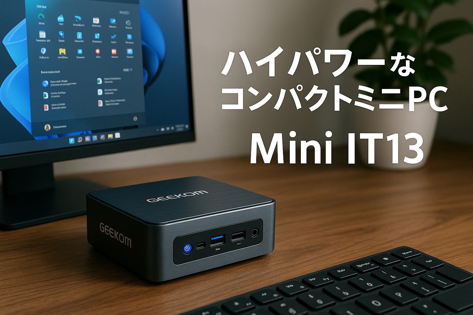 GEEKOM Mini IT13 ミニPC、24最強第13世代 Core i9-13900H インテル(14C20T 最大5.4GHz) 高速動作 32GB+2TB SSD/64GBまで拡大可/Windows11Pro/高速放熱/WIFI6E/BT5.2/HDMI/USB4/2.5G LAN 超高速 8K 4画面出力 省電力 VESA付属 超軽量省スペース NUC 小型pc 個人 オフィス適用