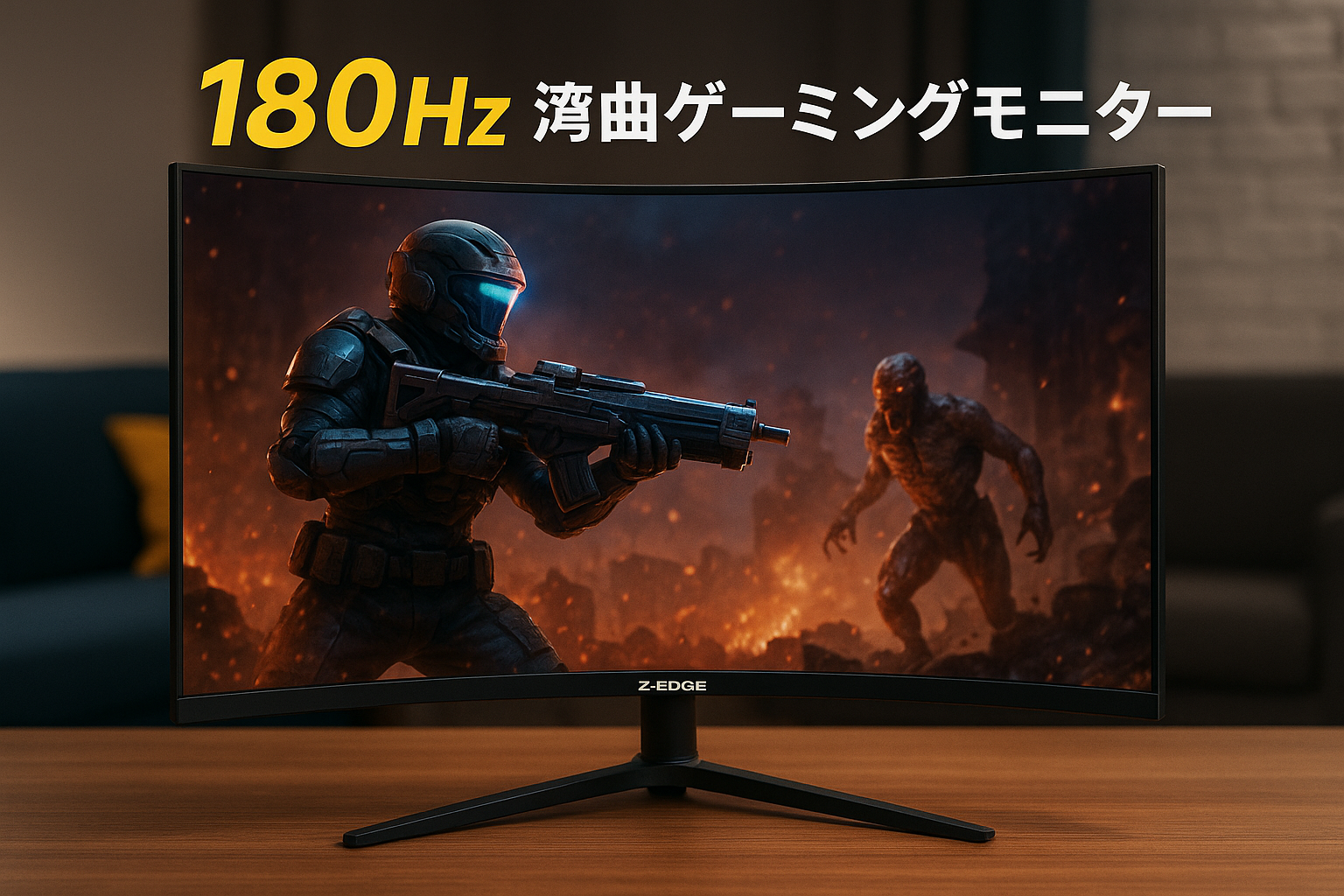 Z Z-Edge 湾曲ゲーミングモニター 24インチ 180Hz ディスプレイ LED FHD 1920x1080/非光沢/VAパネル/超薄型/HDR(標準輝度:300cd/㎡)/1ms/R1650曲面/FreeSync/HDMI/DisplayPort/スピーカー内蔵 UG24