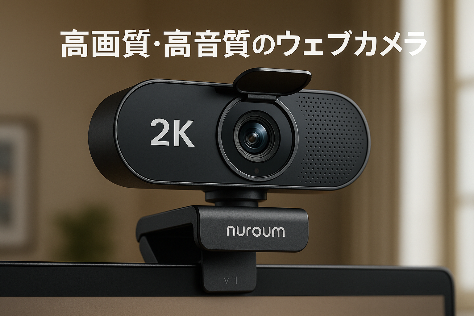 Nuroum Webカメラ 2K ウェブカメラ フルHD1080P 60FPS 400万画素 90°広角 パソコンカメラ デュアルマイク内蔵 ノイズキャンセリング PCカメラ プライバシーカバー付き 自動調光補正 ストリーミング ウェブカム USBプラグ&プレイ テレワーク/ビデオ会議/授業用 Zoom, Youtube, Skypeなど対応可 V11
