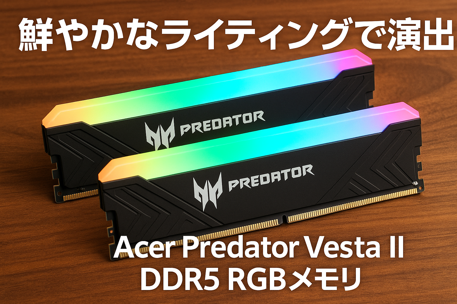 Acer Predator Vesta Ⅱ DDR5 6000MHz デスクトップPC用メモリ 32GB（16GB×2枚） CL32 RGB(発光型) シリーズ (PC5-48000) Intel XPM 3.0 準拠 AMD EXPOメモリキット ブラック BL.9BWWR.378