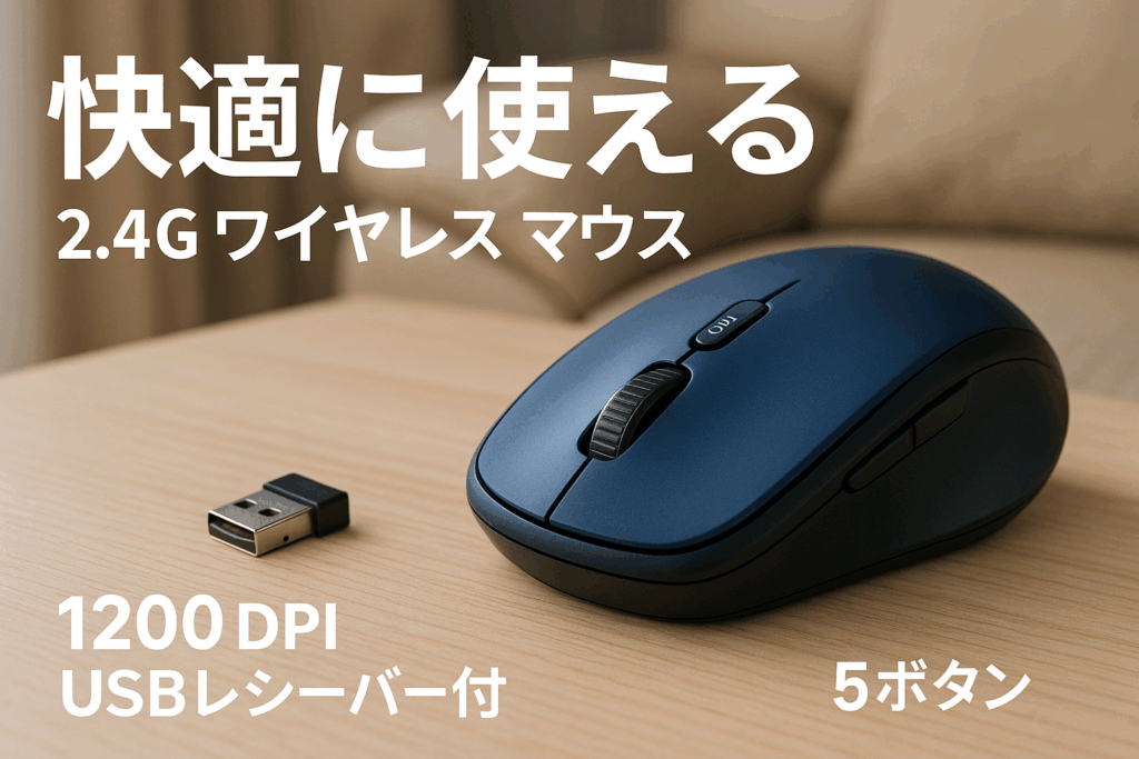 memzuoix 2.4G ワイヤレス マウス、1200 DPI コンピューター マウス ワイヤレス コードレス マウス USB レシーバー付き、ポータブル ワイヤレス USB マウス バッテリ駆動マウス コードレス ラップトップ、PC、デスクトップ、5 ボタン用 青