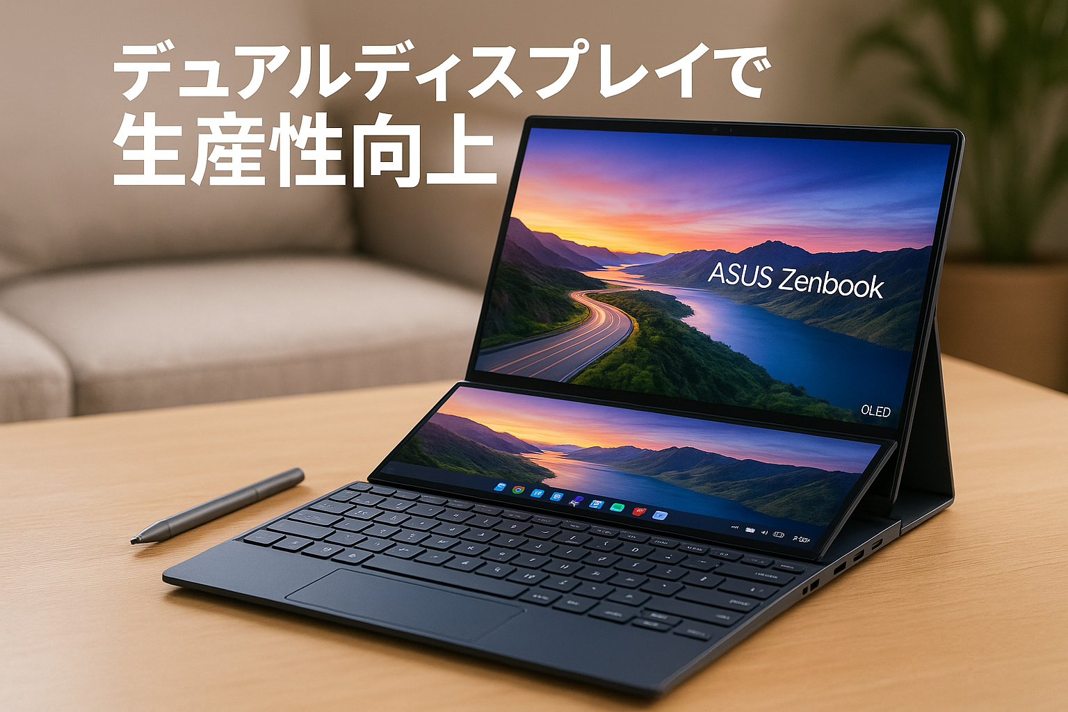 ASUS ノートパソコン Zenbook DUO UX8406CA 14型 インテル Core Ultra 9 285H 32GB SSD 1TB Windows 11 デュアルディスプレイ 有機ELパネル Type-C給電対応 PC Game Pass 3ヶ月利用権 ASUS Pen/Bluetooth キーボード UX8406CA-U9321W/A