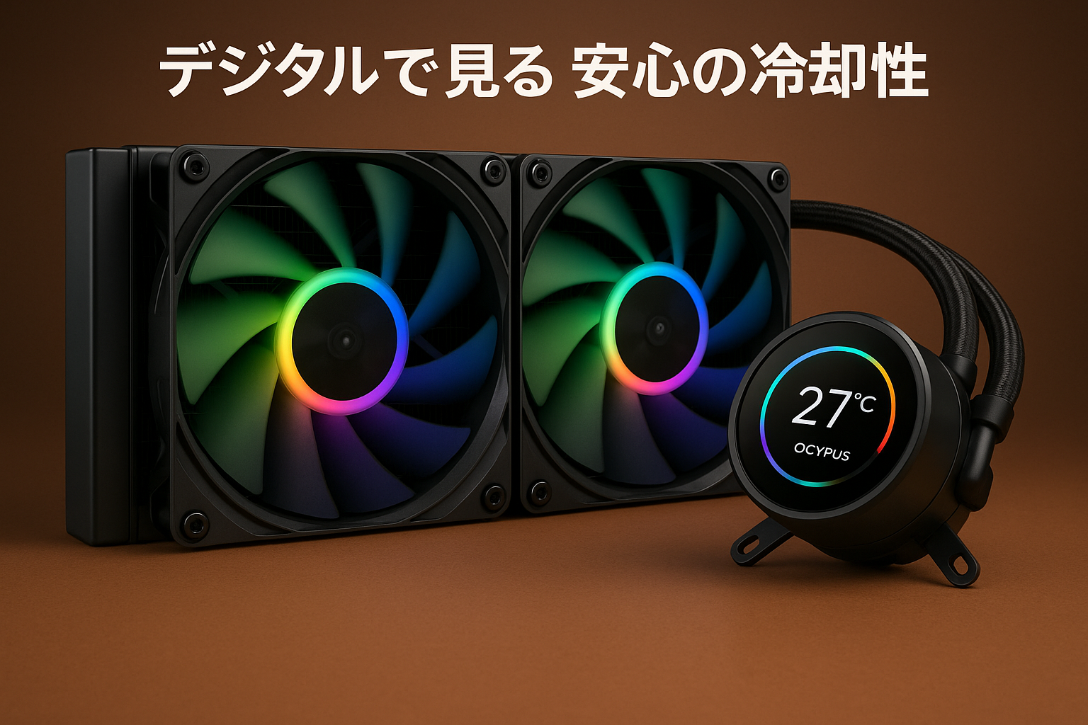 Ocypus Iota L24 CPUクーラー 水冷、デジタルディスプレイ、240MM AIO 簡易水冷CPUクーラー、効率的な冷却ポンプ、ARGB照明コントロール、120MM PWMファン、最大2000 RPM、AMD & Intel LGA対応 (ブラック)