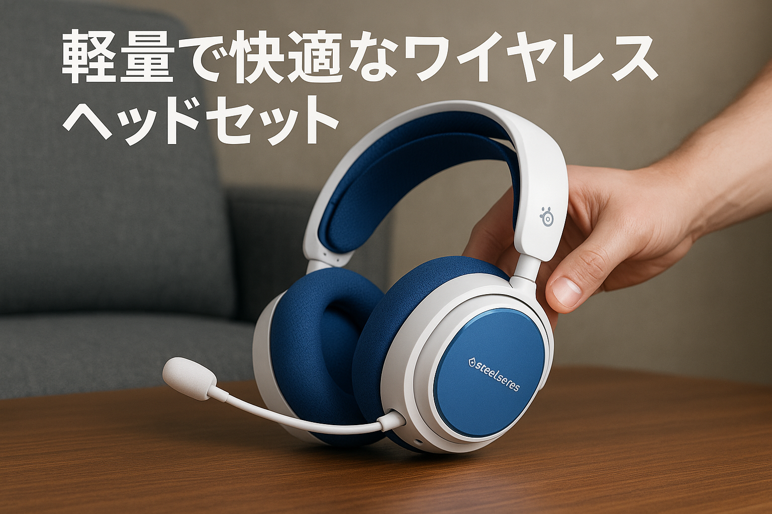 SteelSeries ワイヤレス ゲーミングヘッドセット ヘッドホン 軽量 ボイスチャット可能 ゲームとスマホを同時接続 Arctis Nova 7P 無線 密閉型 Switch PC PS5 PS4 対応 AIノイズキャンセリング 空間オーディオ Hi-Fiサウンド 調整可能 61561 ホワイト×ブルー