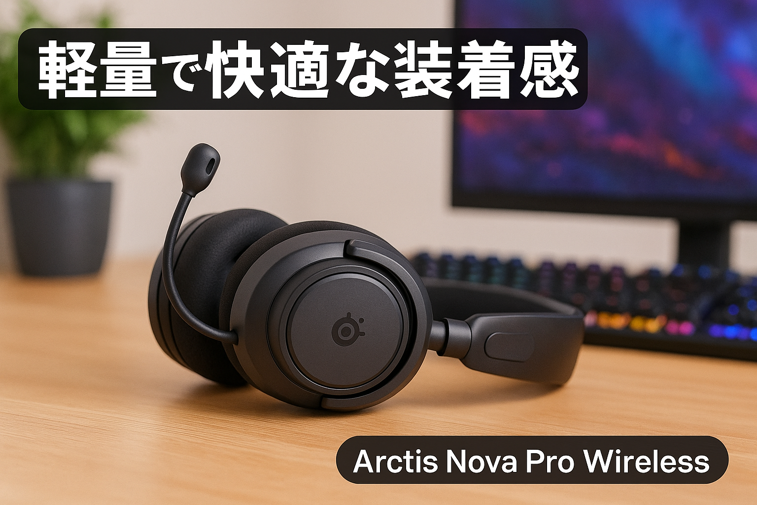 SteelSeries ゲーミングヘッドセット ヘッドホン Arctis Nova Pro Wireless 軽量 無線 ワイヤレス 密閉型 ハイレゾ アクティブノイズキャンセリング搭載 PC PS5 PS4 Switch 対応 Hi-Fiサウンド 61520 ブラック 調整可能