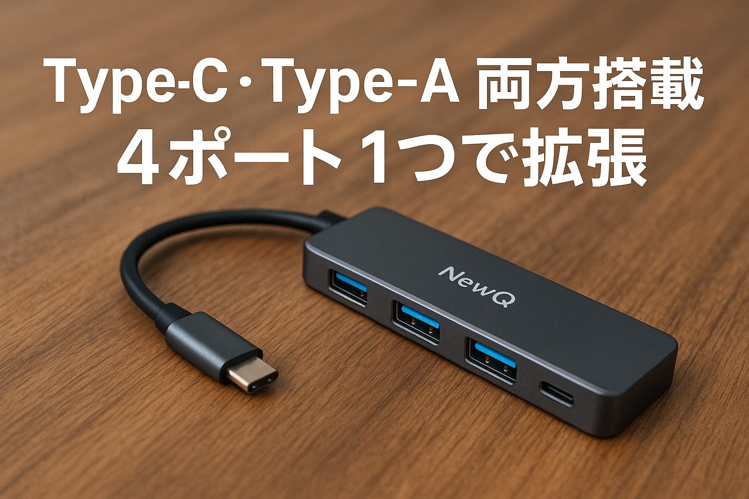 NewQ USB ハブ Type-C Type-A 両方 4ポート2* USB-C 3.0と2* USB-A 3.0 データ転送 軽量 変換アダプター 4 in 1 Type-C 拡張ハブ 増設 コンピュータアクセサリ用の超薄型ポータブルUSBスプリッタアダプ、タラップトップ、PS4、フラッシュドライブ、HDD、Xbox、プリンタ、マウス、キーボード