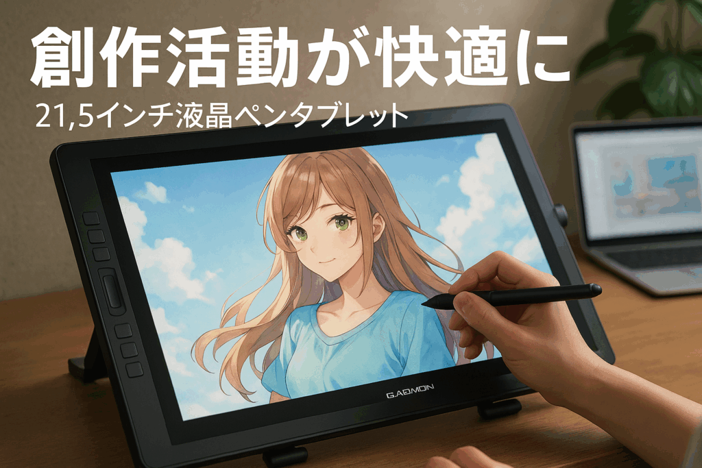 GAOMON 液タブ PD2200 21.5インチ 92%NTSC IPSパネル フルラミネーション 液晶タブレット 傾き検知 筆圧8192レベル 充電不要ペン イラスト デザイン お絵描き 液晶ペンタブレット 無段階スタンド付き Windows&macOS対応