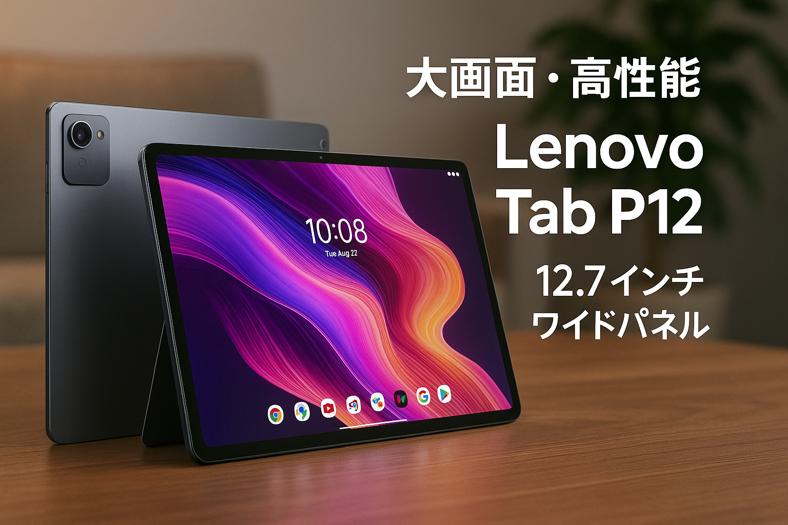 Lenovo Tab P12 タブレット (12.7インチ ワイドパネル Android 13 MediaTek Dimensity 7050 8GB 128GB Wi-Fi 対応) ストームグレー ZACH0002JP 【AndroidOS】