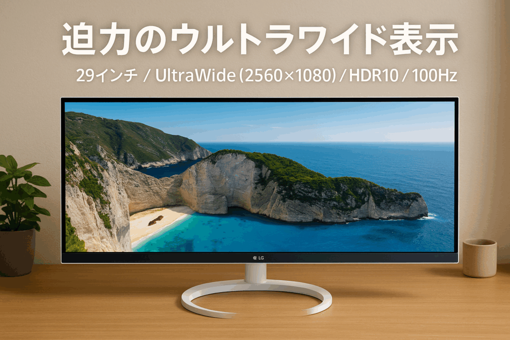 LG モニター ディスプレイ 29WQ600-W 29インチ/ 平面ウルトラワイド(2560×1080)/ IPS 非光沢/HDR 10/ 100Hz対応/ USB Type-C,HDMI,DisplayPort/スピーカー搭載(7W x2 MaxxAudio)/ ホワイト/ 3年 無輝点保証