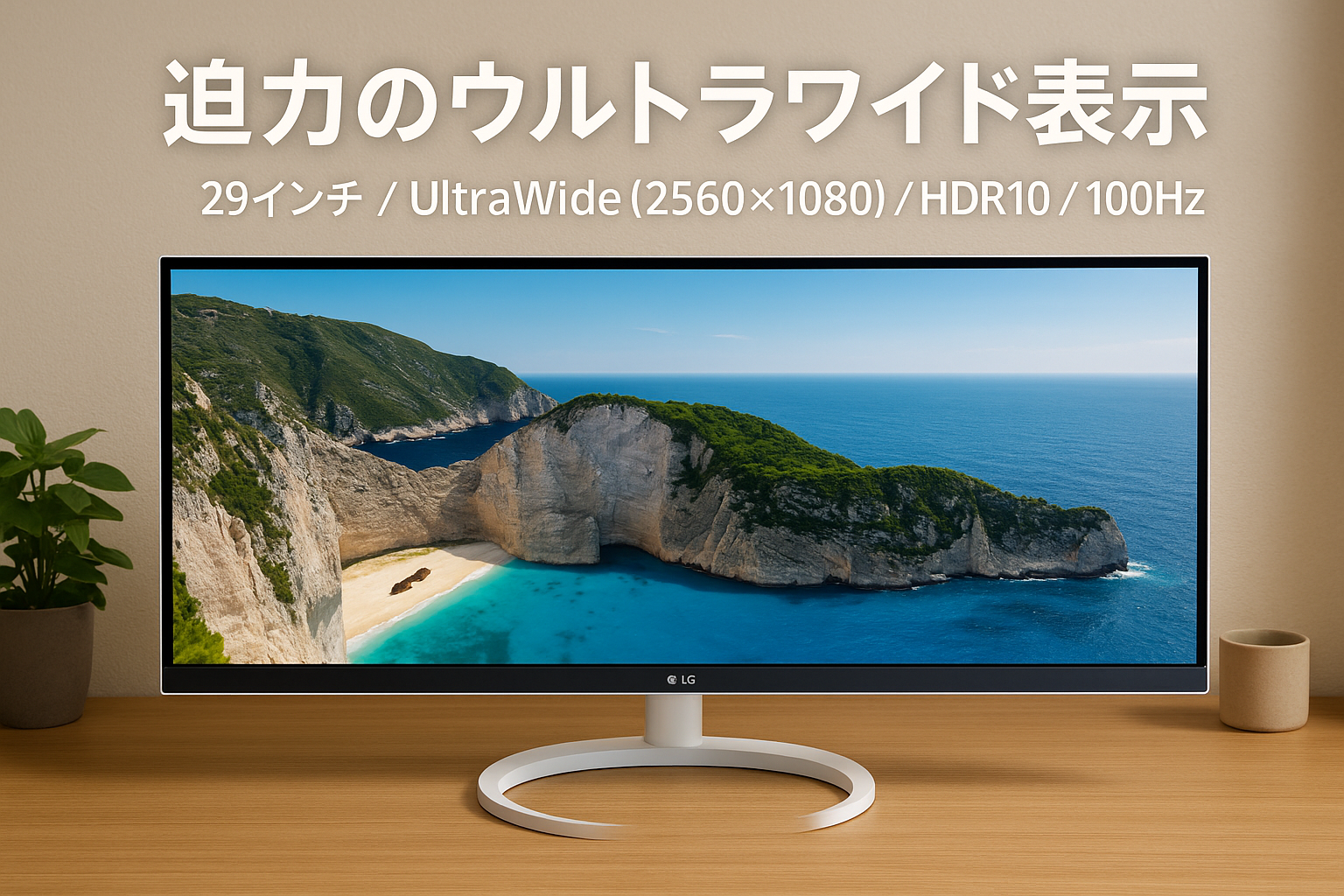 LG モニター ディスプレイ 29WQ600-W 29インチ/ 平面ウルトラワイド(2560×1080)/ IPS 非光沢/HDR 10/ 100Hz対応/ USB Type-C,HDMI,DisplayPort/スピーカー搭載(7W x2 MaxxAudio)/ ホワイト/ 3年 無輝点保証