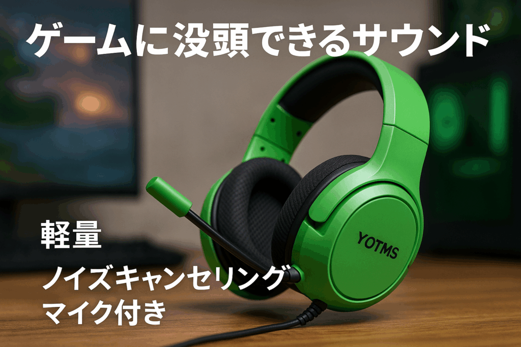 YOTMS ゲーミングヘッドセット マイク付き ps5 ヘッドセット 3.5mm有線 xboxヘッドセット ゲーミングヘッドホン 40MMドライバー低遅延 軽量 ノイズキャンセリング マイク FPS ゲーム用 ヘッドフォン PC ps5 ps4 xbox switch対応 緑