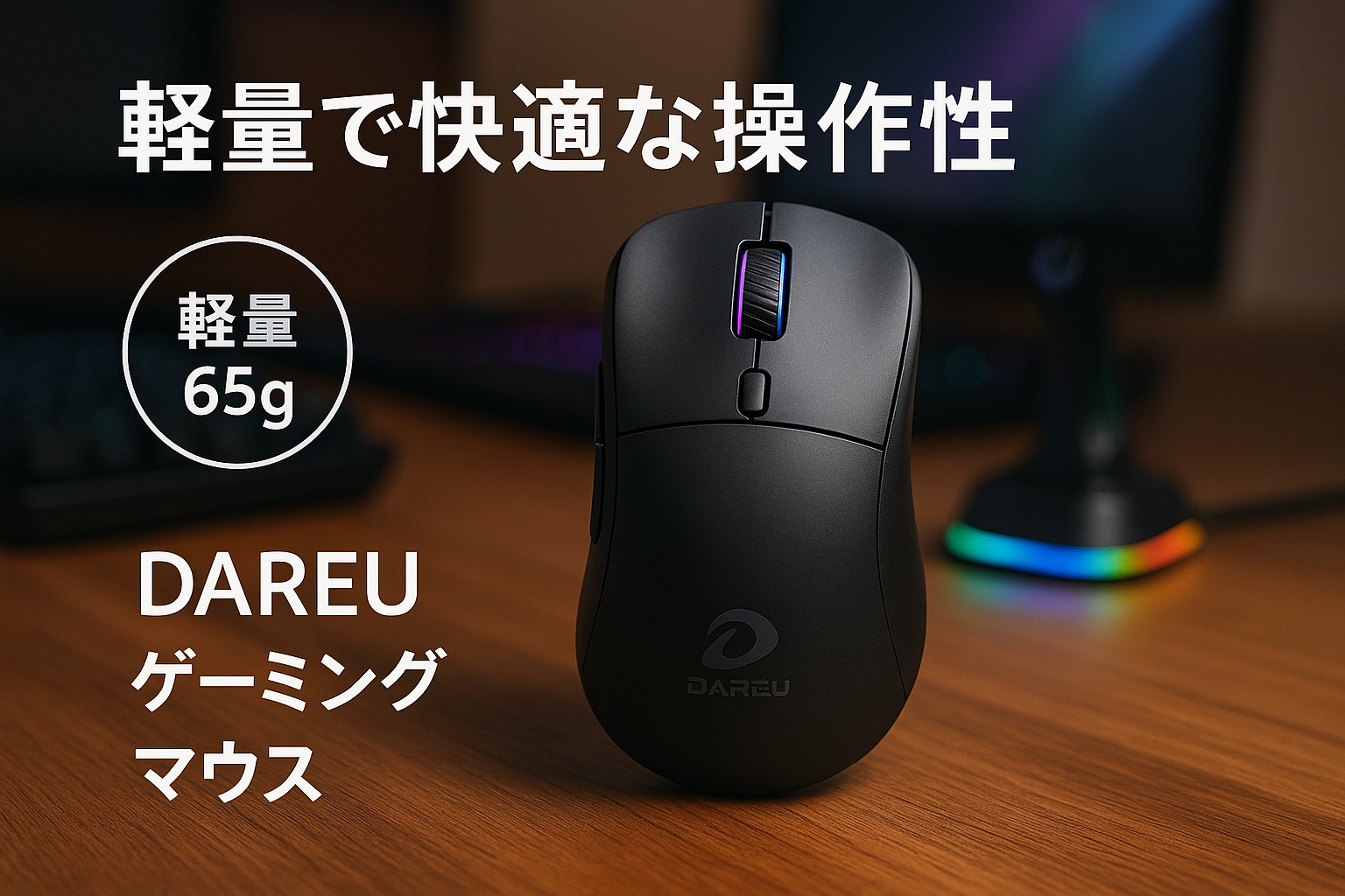 DAREU ゲーミングマウス A950 無線 左右対称 軽量 ワイヤレス USB/2.4GHz/Bluetooth RGB充電スタンド付き AIM-WLセンサー搭載 12000DPI プログラム可能 ブラック/黒【1年間メーカー保証】