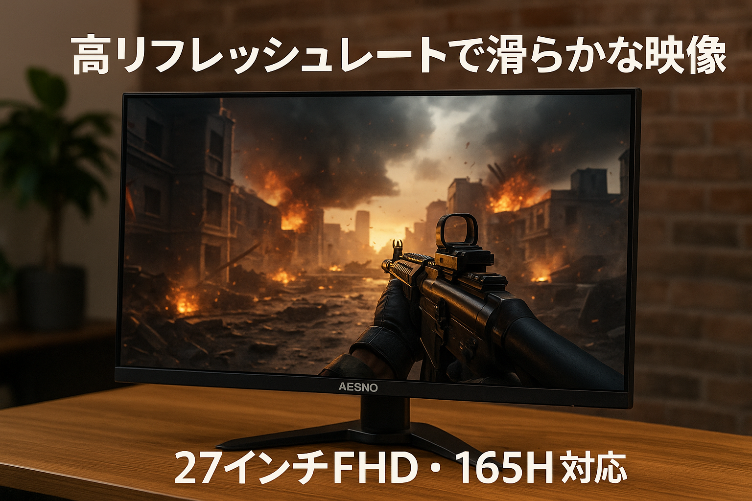 AESNO 27インチディスプレイFHD(1920*1080) 98%sRGB広色域PS5ゲーム144hz/165hz/180hzディスプレイ低ブルーレイ/フラッシュなしAMD Freesync高輝度260cd/㎡HDMI*1 DisplayPort*1VESA