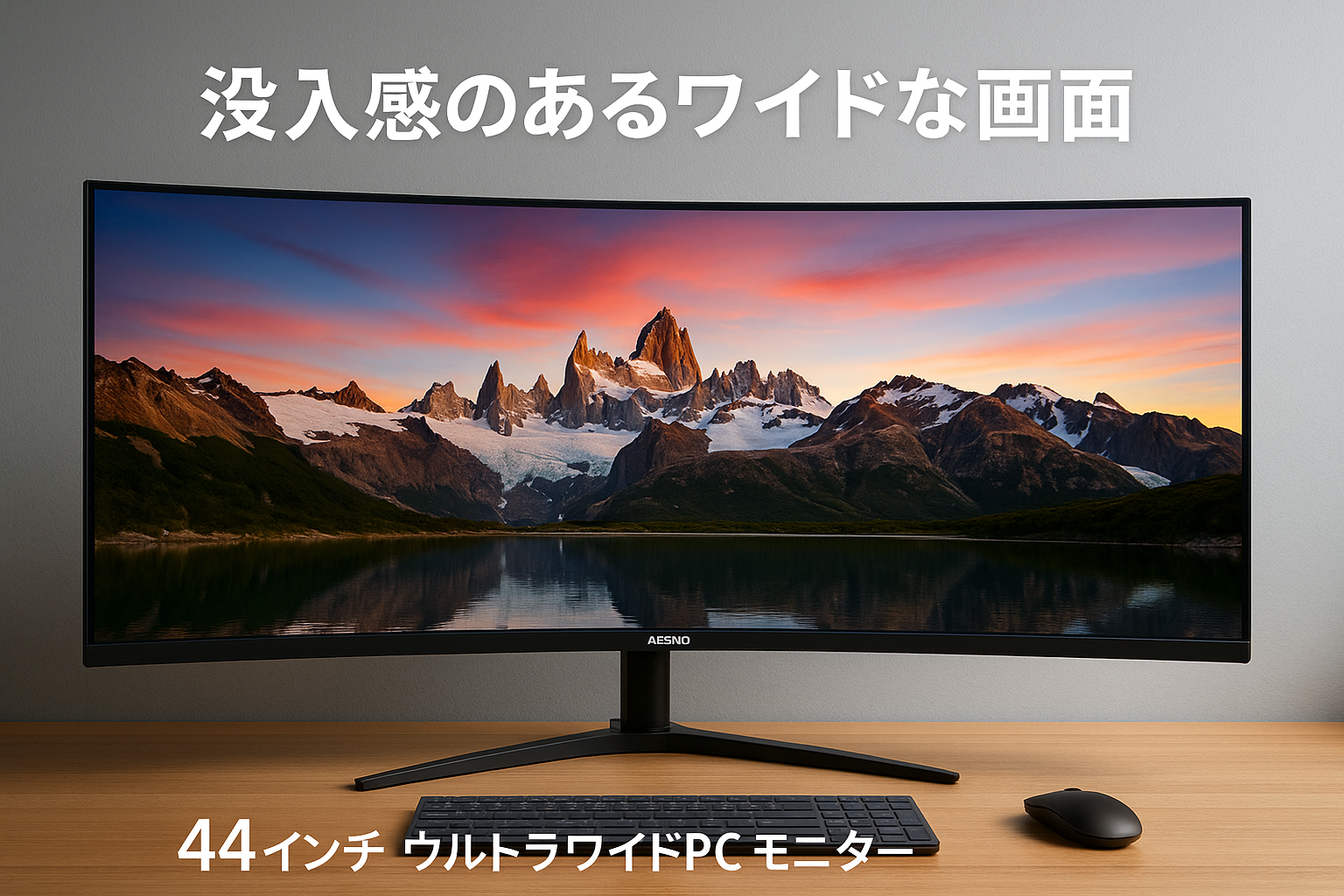 AESNO 34インチ ウルトラワイドPCモニター WQHD (3440*1440) 解像度 GTG1ms 99%sRGB 広色域 PS5 Gaming 165hz 1500R ディスプレイ 21:9 低ブルーライト/フリッカーなし HDR/AMD Freesync 高輝度 330cd/㎡ HDMI*2 DisplayPort*2 VESA対応 高さ回転調整