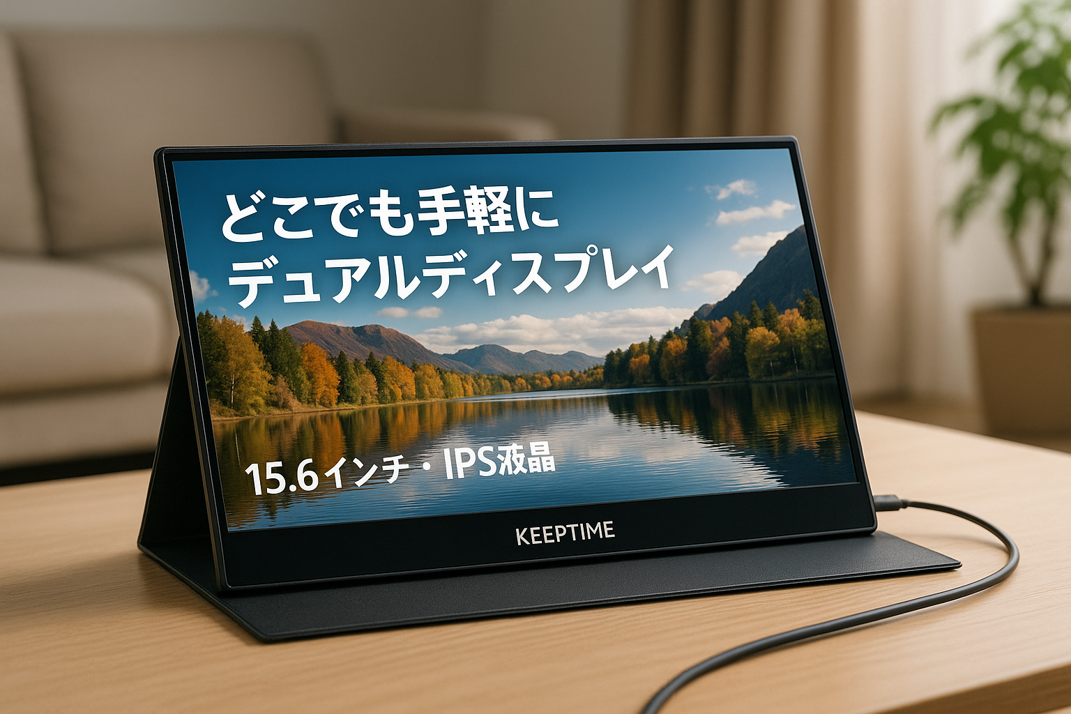 KEEPTIME モバイルモニター 15.6インチ 1920*1080 モバイルディスプレイ ポータブルモニター IPS液晶パネル 非光沢画面 薄型 軽量 マグネット保護カバー付き USB Type-C ミニHDMI PS4/XBOX/Switch/PC/Macなど対応 在宅勤務 リモートワーク