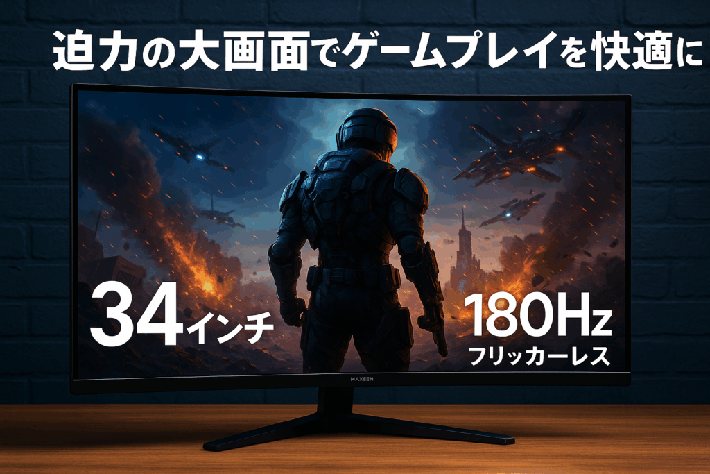 ゲーミングモニター モニター 34インチ 180Hz 180hz WQHD フリッカーレス 34型 ブルーライトカット ノングレア HDMI Adaptive-Sync ブラック MAXZEN MGM34IC02 マクスゼン