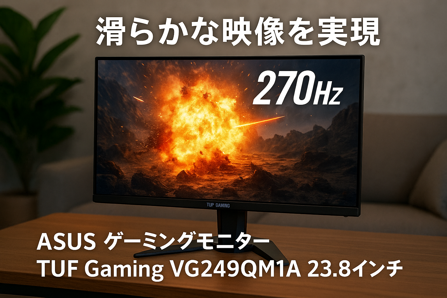 ASUS ゲーミングモニター TUF Gaming VG249QM1A 23.8インチ / 270Hz / Fast IPS/フルHD / 1ms / 99% sRGB/FreeSync Premium / HDMIx2 DisplayPort/国内正規品