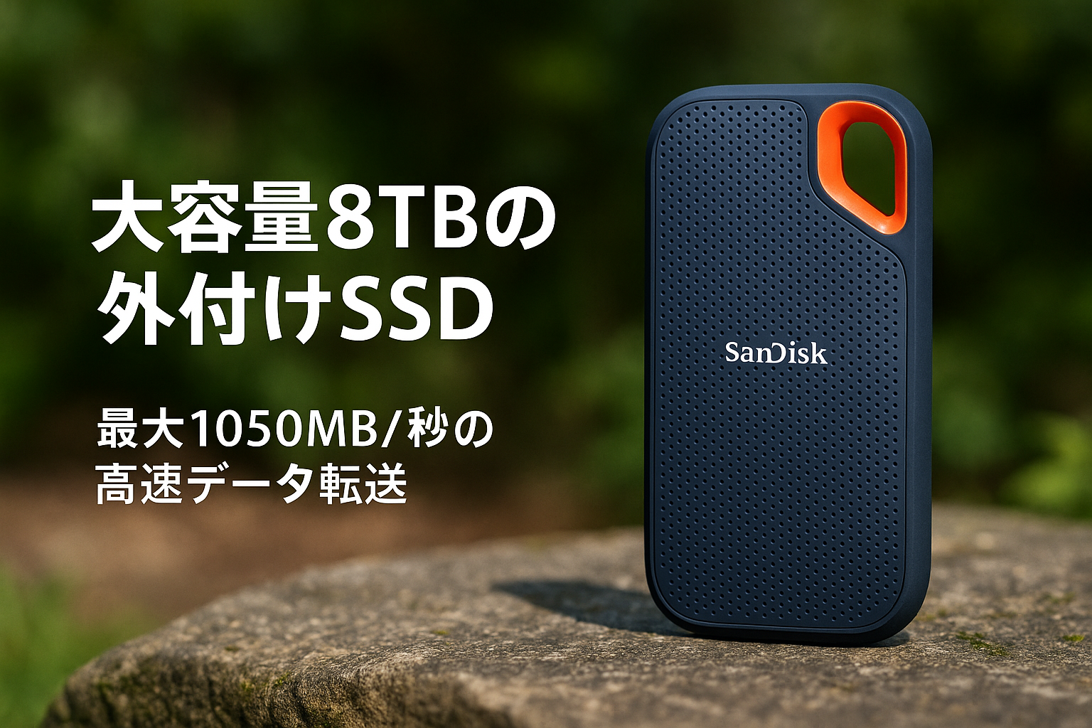 SanDisk SSD 外付け 8TB USB3.2Gen2 読出最大1050MB/秒 防滴防塵 SDSSDE61-8T00-GH25 エクストリーム ポータブルSSD V2 Win Mac PS4 PS5 エコパッケージ 5年保証