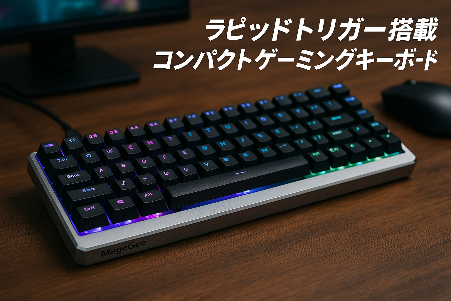 MageGee ラピッドトリガー キーボード | ゲーミングキーボード ラピッドトリガー | CNCアルミフレーム、RGB 有線 USB コンパクトゲーミング用 メカニカルキーボード (Captain72)