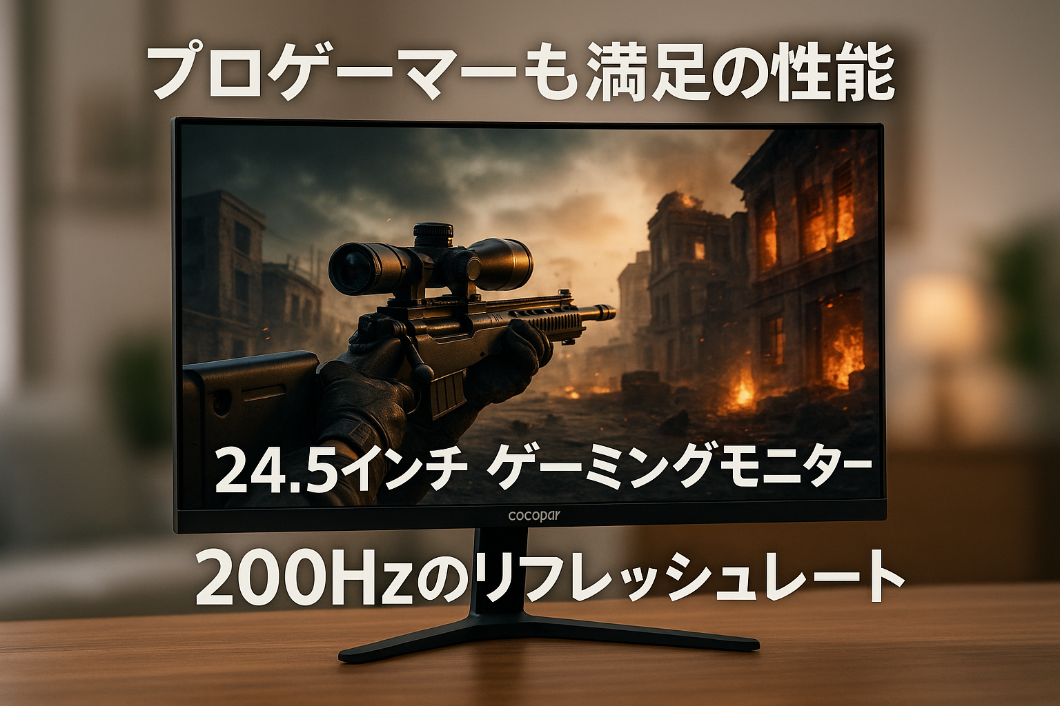 cocopar モニター 24.5インチ ゲーミングモニター 200Hz/ 180Hz/165Hz/144Hz/ 120Hz対応 HDMI2つ 120%sRGB広色域 350nit高輝度 1ms応答 2㎜狭額縁8㎜薄型 1080p 非光沢 IPS 射撃補助 VESA対応 角度調整 HDMI2.0 DP1.4 FreeSync/HDR/OD/MPRT/チルト/スピーカー HG-245H