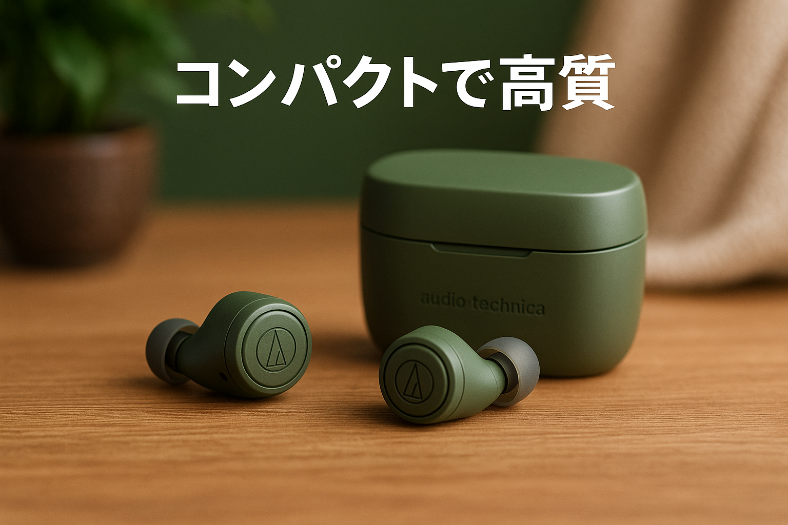 オーディオテクニカ ATH-CKS30TW+(E) ワイヤレスイヤホン bluetooth ノイズキャンセリング 重低音 最大約20時間再生 IP55 防水防塵 マルチポイント対応 小型軽量 アプリ対応 ヒアスルー 低遅延モード 置き忘れアラート GR エバーグリーン