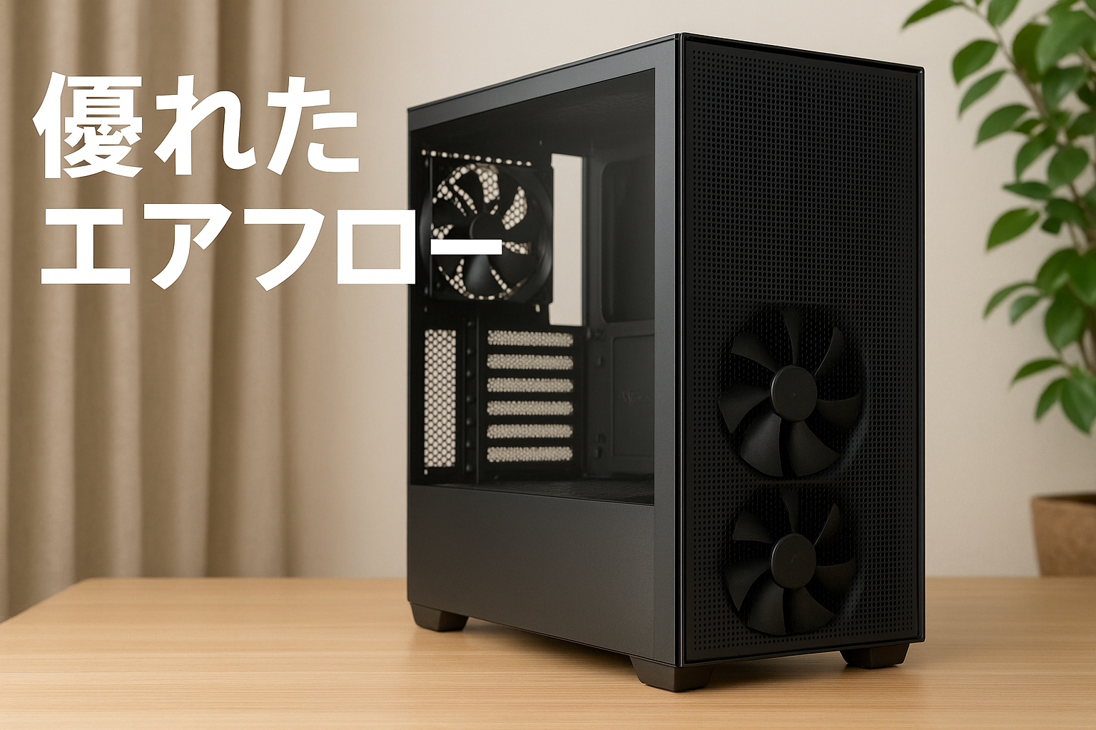 NZXT H5 Flow v2 Black 120mmファン 2基搭載 ミドルタワー ATX PCケース ブラック CC-H52FB-01 CS9082