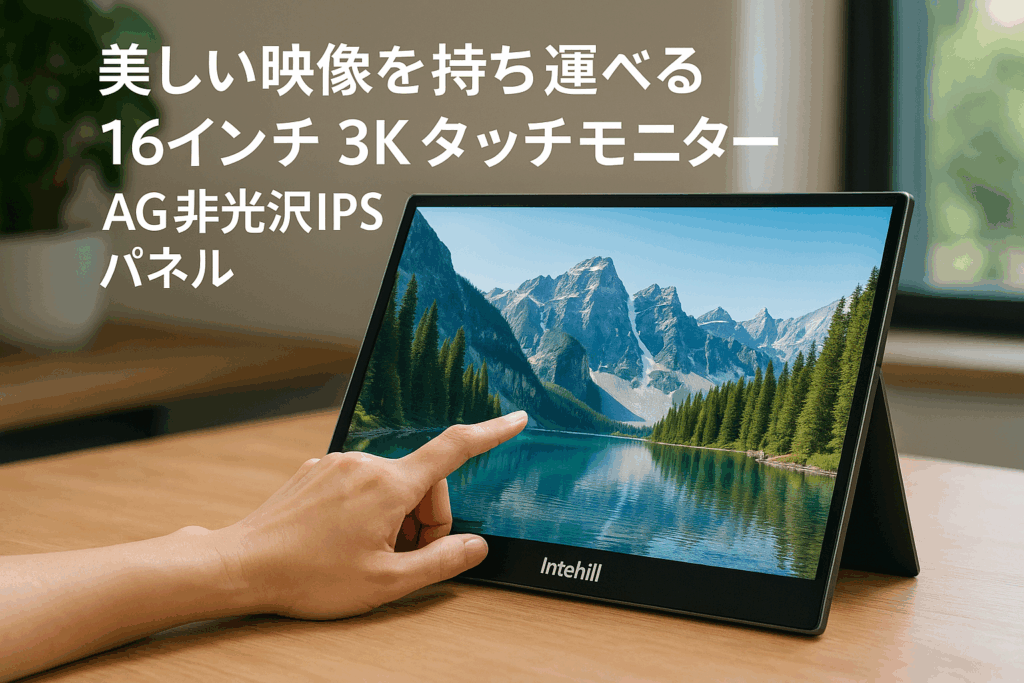 Intehill モバイルモニター 3k タッチモニター 16 インチ AG非光沢IPSパネル 3072x1920 黄金比16:10 SRGB 100%広色域 400nits高輝度 ミニPC/Macbook/ノートPC/Switch対応ポータブルモニター 10点タッチパネル U16ZT