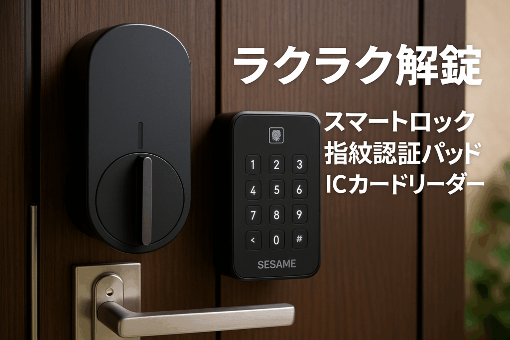 キャンディハウス(Candy House) スマートロック SESAME 5+ 指紋認証パッド ICカードリーダー SESAME TOUCH セサミタッチ Suica対応 PASMO対応 Apple watch Felica MIFAIR モバイルSuica 工事不要 取付カンタン 防犯対策