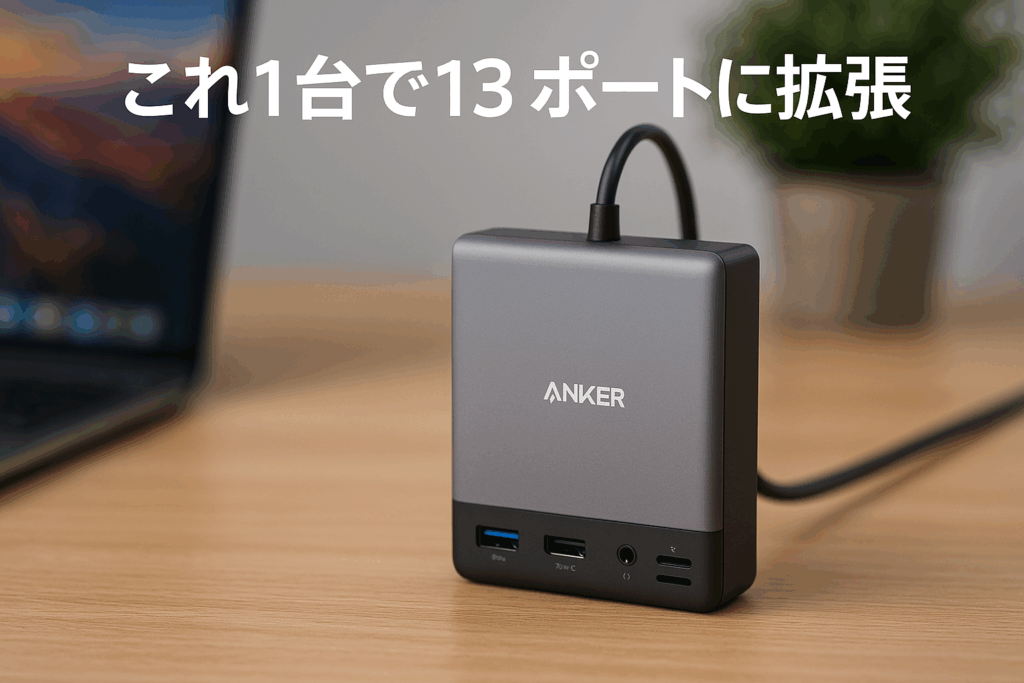 Anker PowerExpand 13-in-1 USB-C Dock ドッキングステーション 85W出力 4K対応 HDMIポート 1Gbps イーサネットポート 3.5mm オーディオジャック USB-A USB-Cポート microSD&SDカード スロット搭載