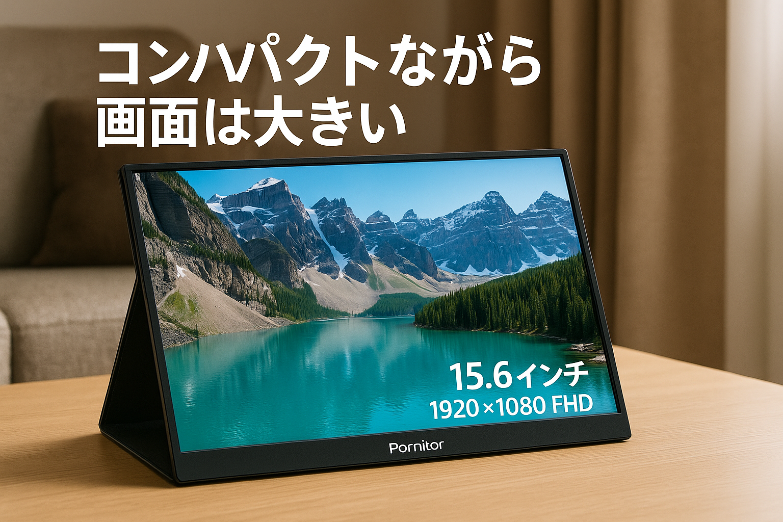 Pornitor モバイルモニター 15.6インチ 1920x1080FHD モバイルディスプレイ ポータブルモニター IPS液晶パネル 持ち運び モニター 軽量 薄型 USB C/mini HDMI付き スマホ/PC/Mac/ゲーム機など対応