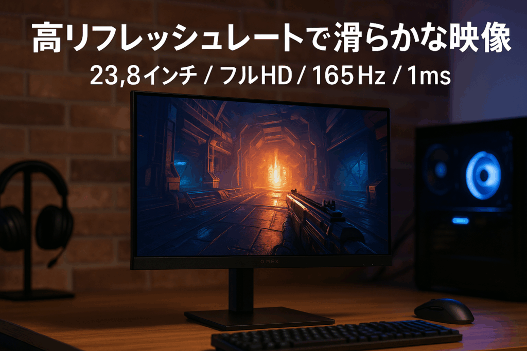 HP ゲーミングモニター OMEN 24 23.8インチ フルHD 165Hz 1ms IPSパネル 非光沢 HDMI 2.0 DisplayPort 1.4 PC/PS4/Switch向きピボット・高さ・角度調整 ブルーライトカット (型番:780F0AA-AAAA)