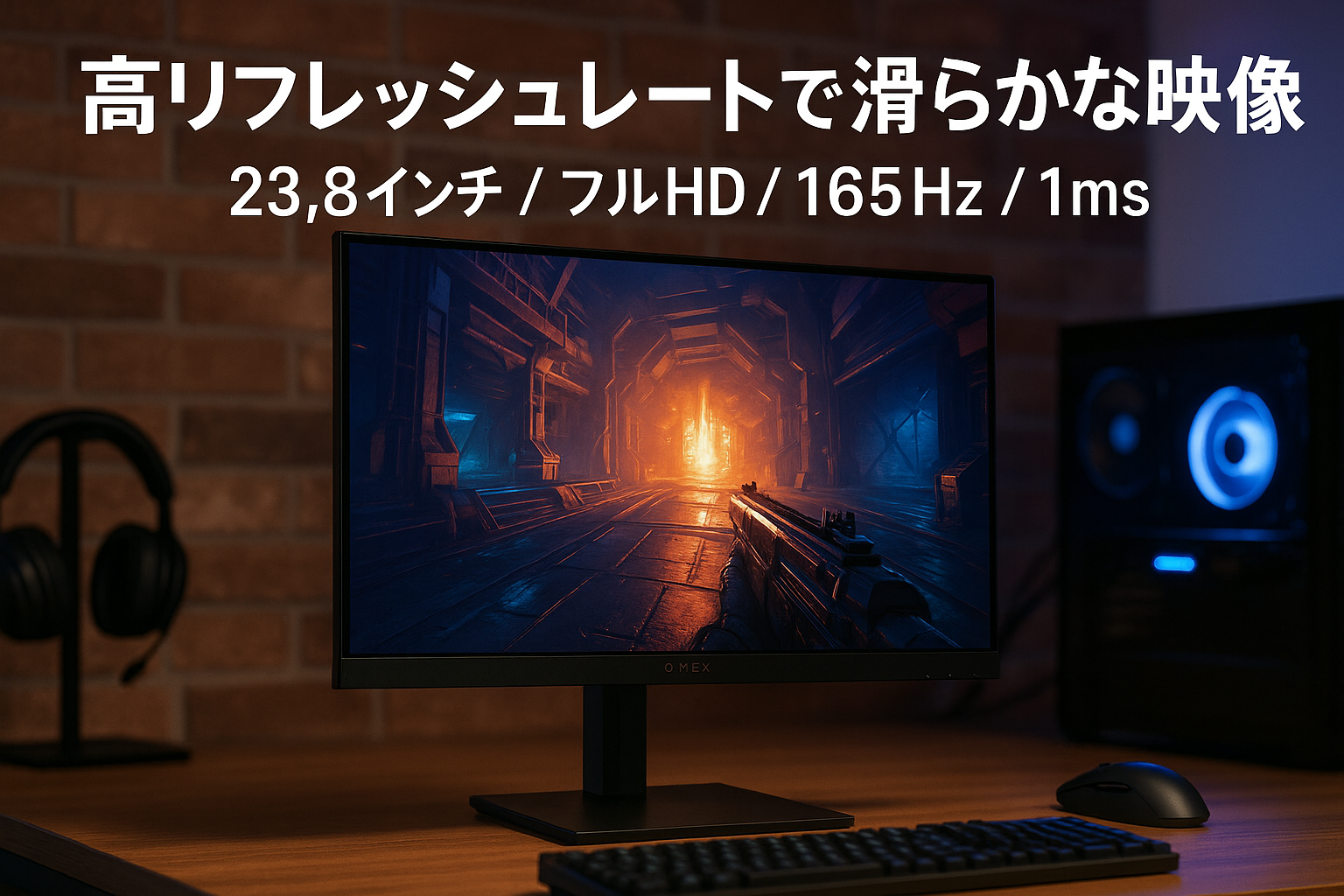 HP ゲーミングモニター OMEN 24 23.8インチ フルHD 165Hz 1ms IPSパネル 非光沢 HDMI 2.0 DisplayPort 1.4 PC/PS4/Switch向きピボット・高さ・角度調整 ブルーライトカット (型番：780F0AA-AAAA)
