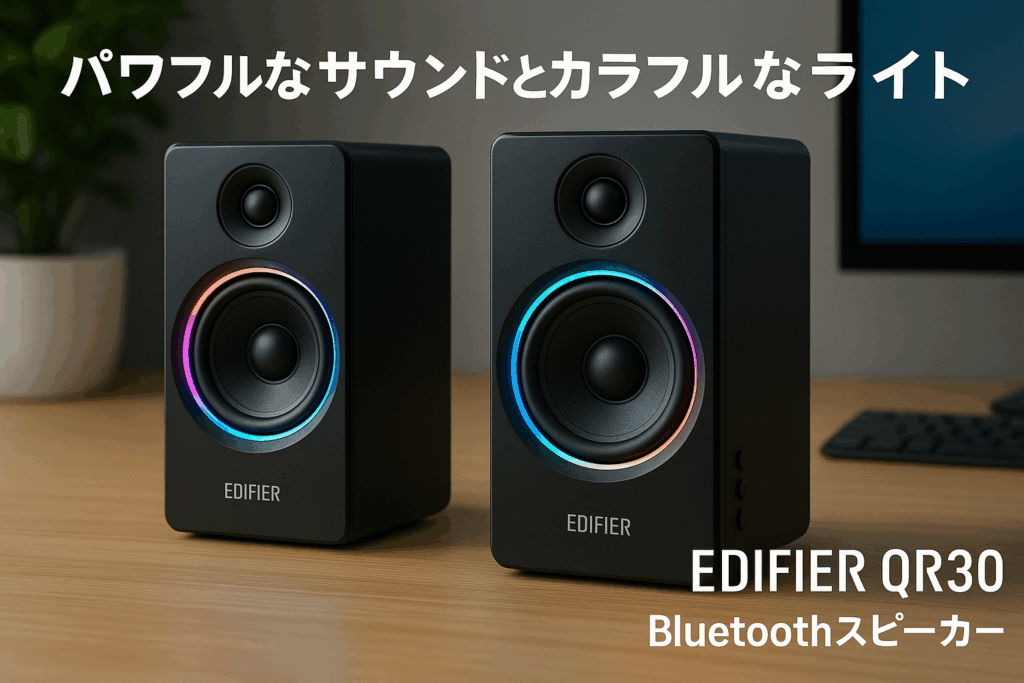 Edifier QR30 スピーカー Bluetooth5.4 PCスピーカー ポータブル 30W マルチポイント接続 63-20khz RGBライト 3WAY接続(Bluetooth/AUX/USB-A) 専用アプリ Black