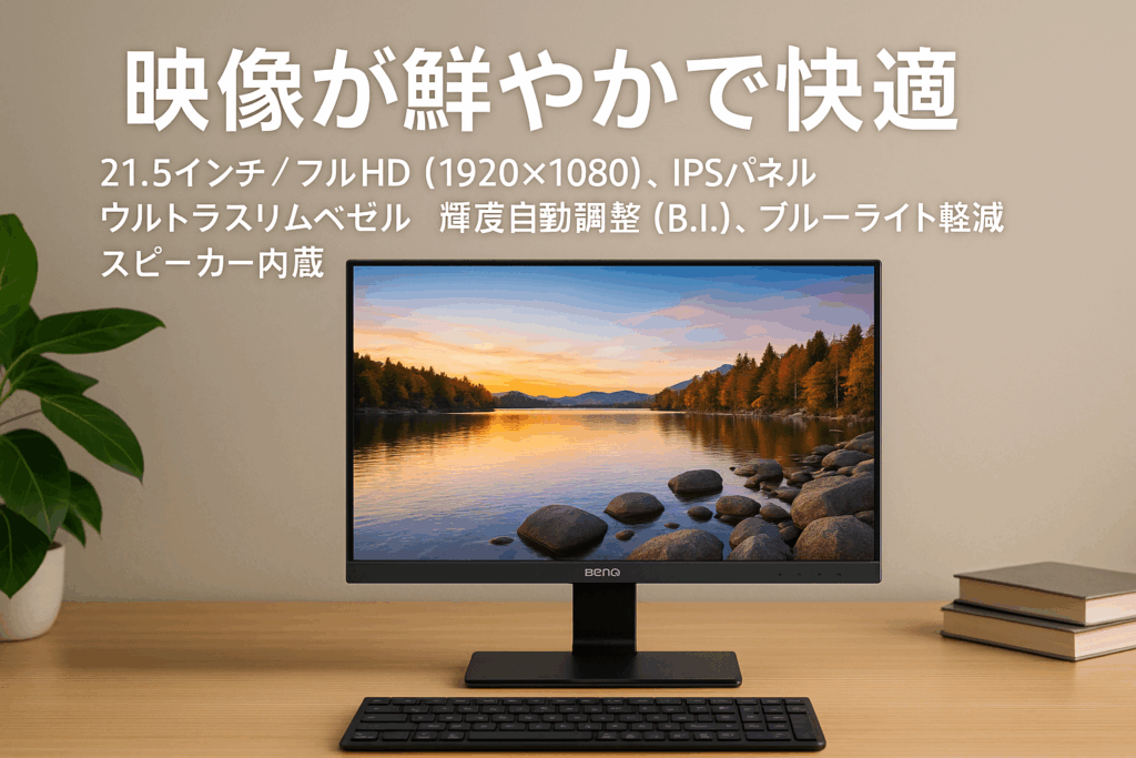 BenQ モニター ディスプレイ GW2283 (21.5インチ/フルHD/IPS/ウルトラスリムベゼル/輝度自動調整(B.I.)搭載/ブルーライト軽減/スピーカー付き)