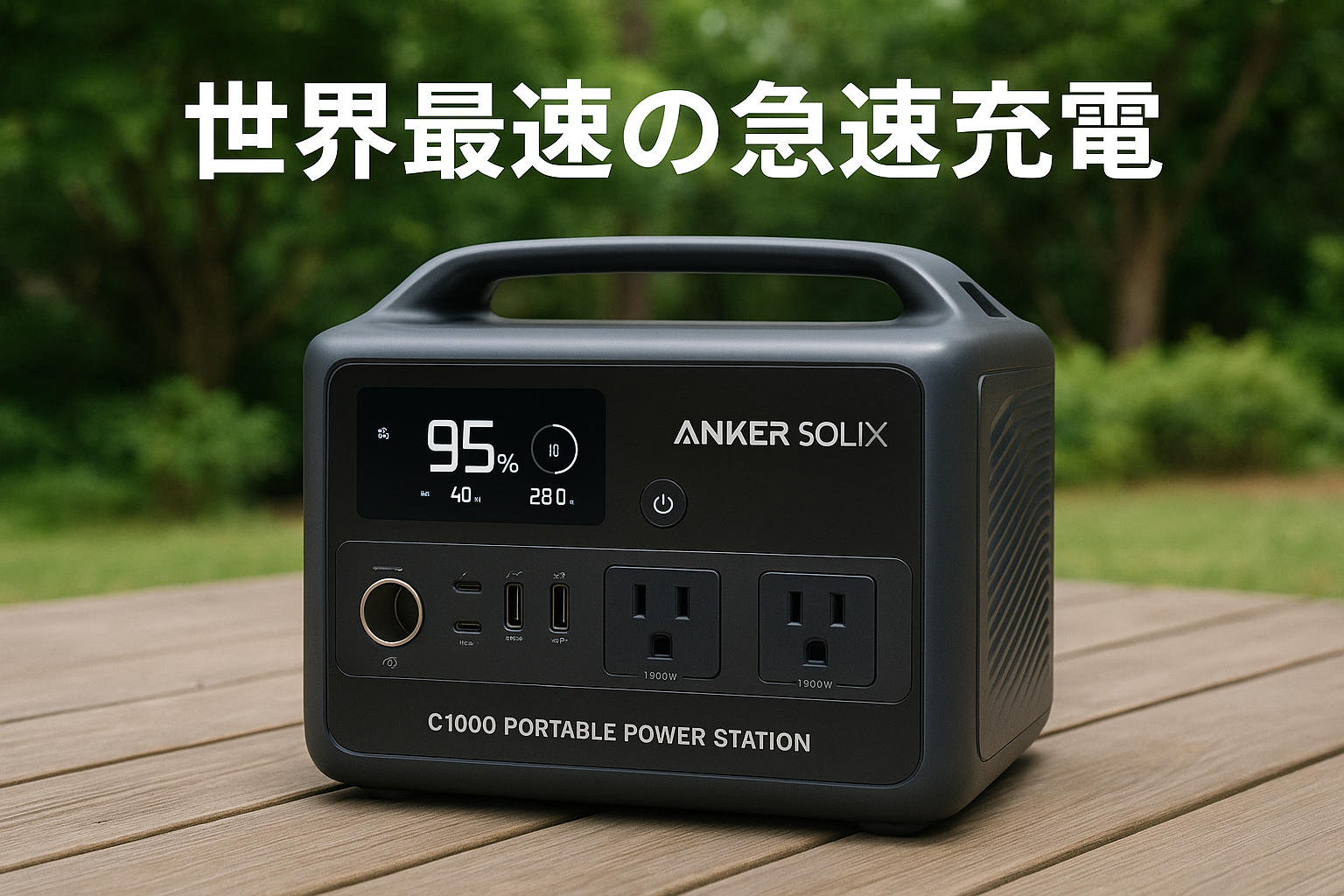 Anker Solix C1000 Portable Power Station ポータブル電源 1056Wh 世界最速の急速充電 高出力AC(定格1500W / 瞬間最大2000W / SurgePad 2000W, 6ポート) 長寿命10年 リン酸鉄 コンパクト設計 拡張バッテリー対応(別売り) パススルー機能 アプリ遠隔操作 防災安全協会推奨 (ダークグレー)