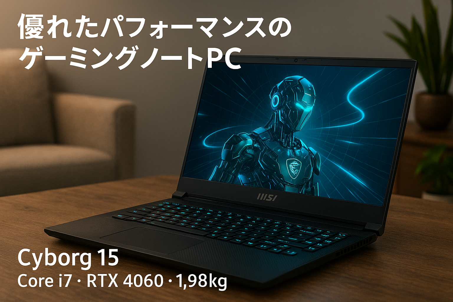 MSIゲーミングノートPC Cyborg15 1.98kg Corei7/RTX4060/Intel/15.6/FHD/144Hz/32GB/1TB/英語キーボード/Windows 11 Pro/Cyborg-15-A13VFK-6403JP