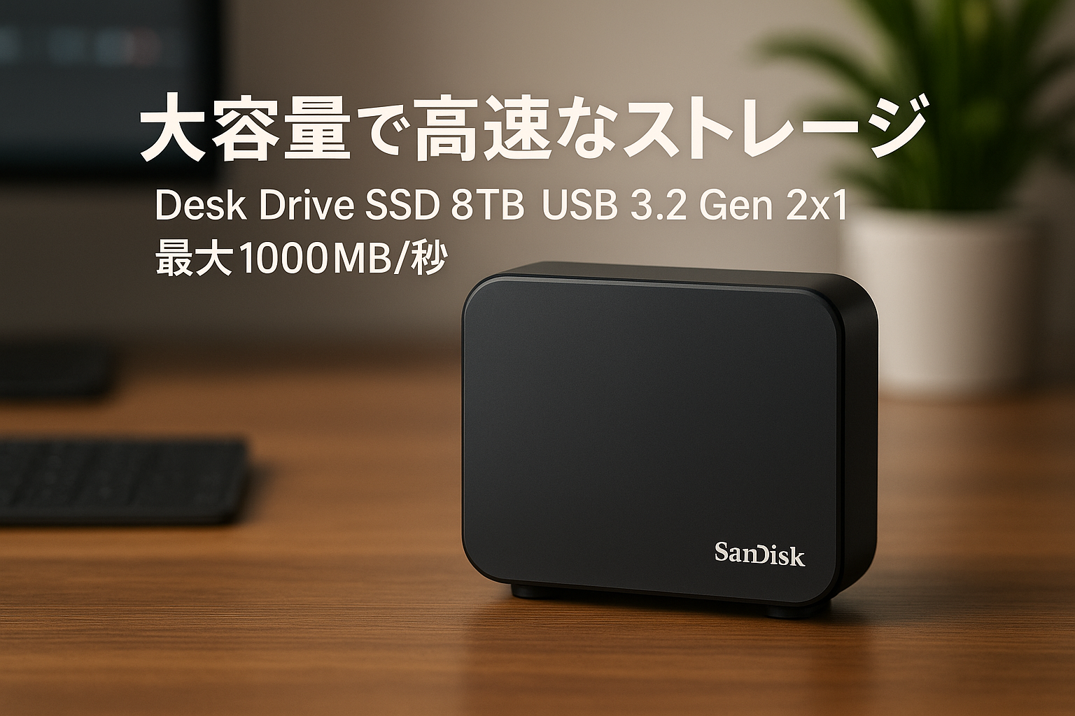 SanDisk SSD 外付け 8TB USB 3.2 Gen 2x1 読出最大1000MB/秒 サンディスク Desk Drive SSD SDSSDT40-8T00-NA25 メーカー保証3年