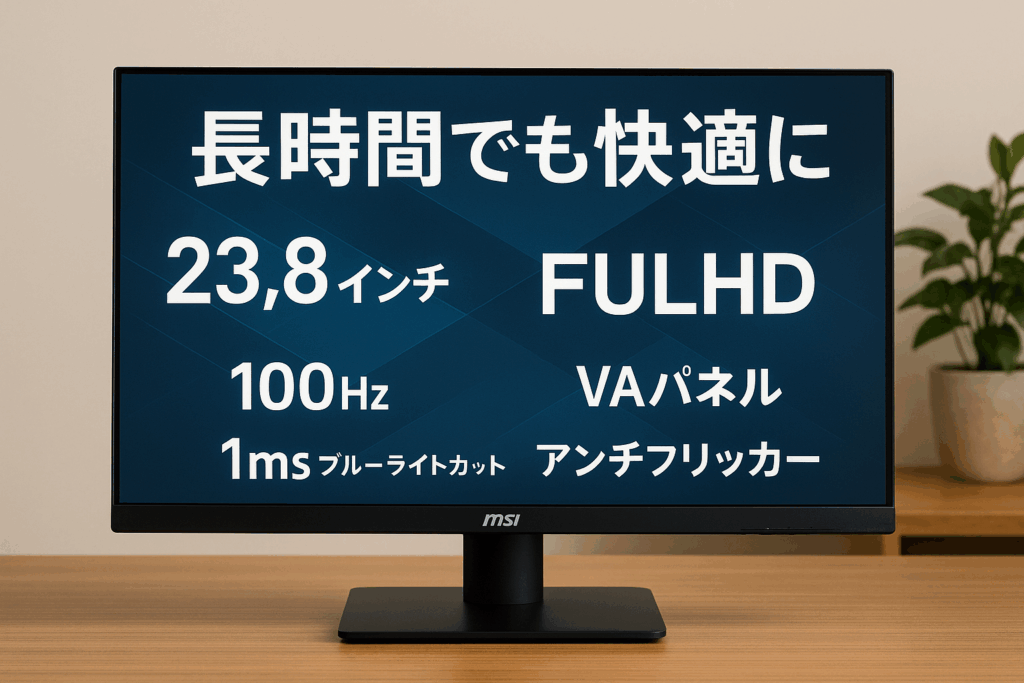 MSI モニター PRO MP2412 23.8インチ/フルHD/VAパネル/100Hz/1ms/ブルーライトカット/アンチフリッカー/HDMI/DP/VESA対応/メーカー3年保証