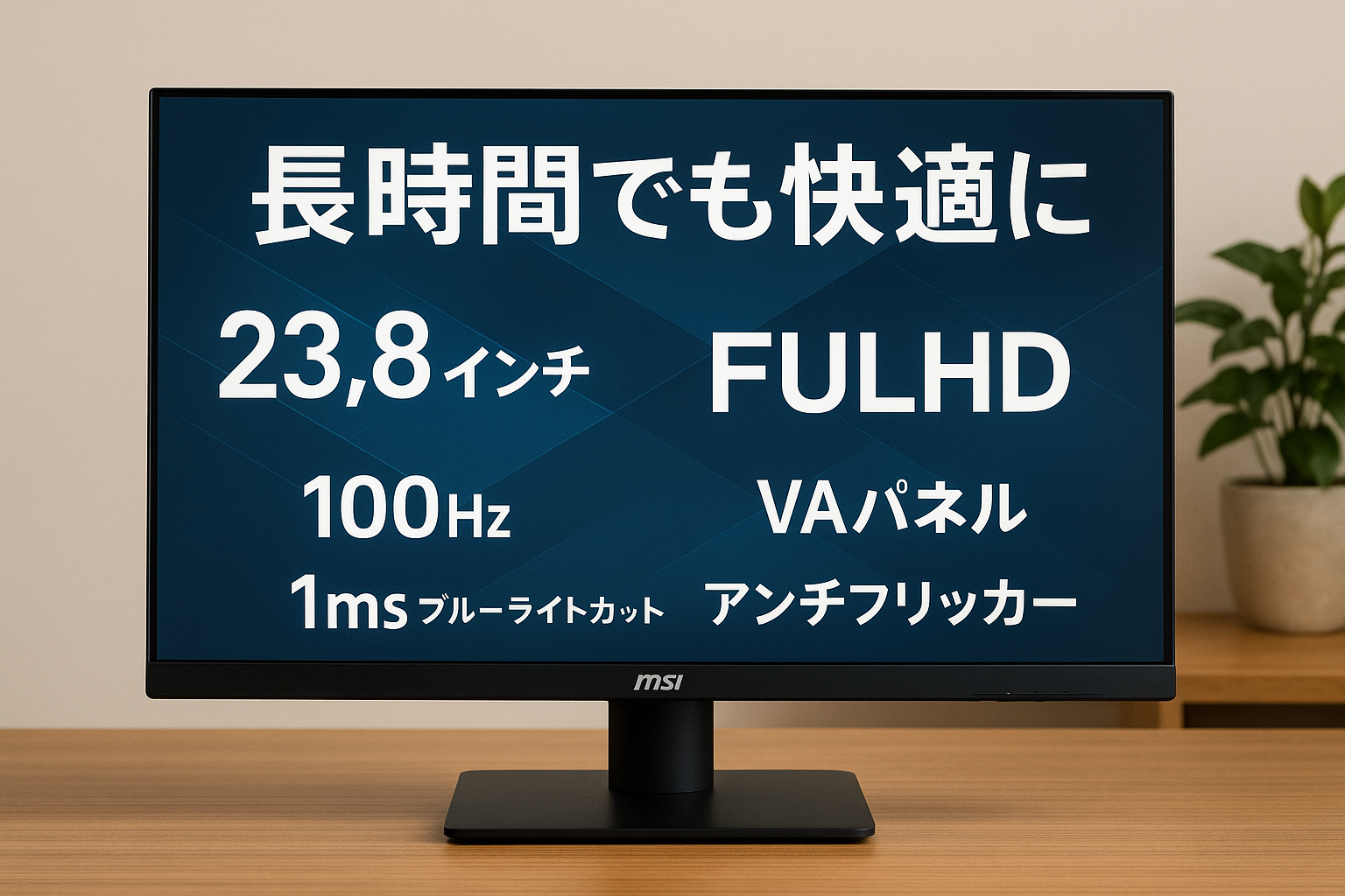 MSI モニター PRO MP2412 23.8インチ/フルHD/VAパネル/100Hz/1ms/ブルーライトカット/アンチフリッカー/HDMI/DP/VESA対応/メーカー3年保証