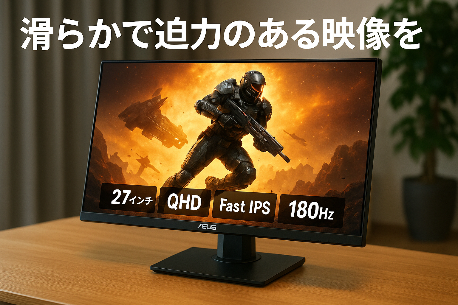ASUS ゲーミングモニター TUF Gaming VG27AQ3A 27インチ/QHD/Fast IPS/180Hz/1ms/G-SYNC Compatible/スピーカー/3年保証