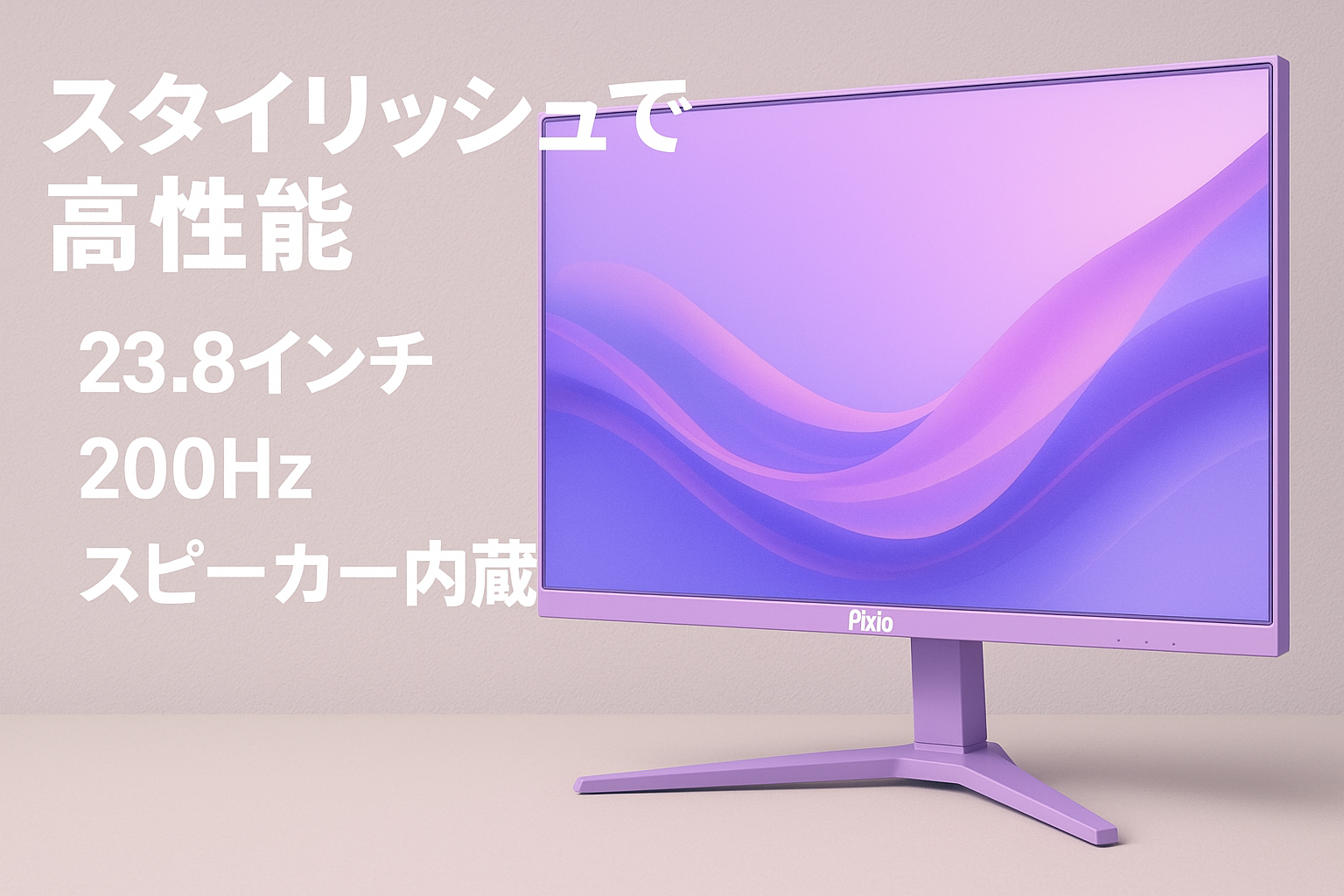 Pixio PX248 Wave Pastel Purple ゲーミングモニター パステル パープル 23.8インチ 200Hz FHD スピーカー内蔵 2年保証 30日間返品保証
