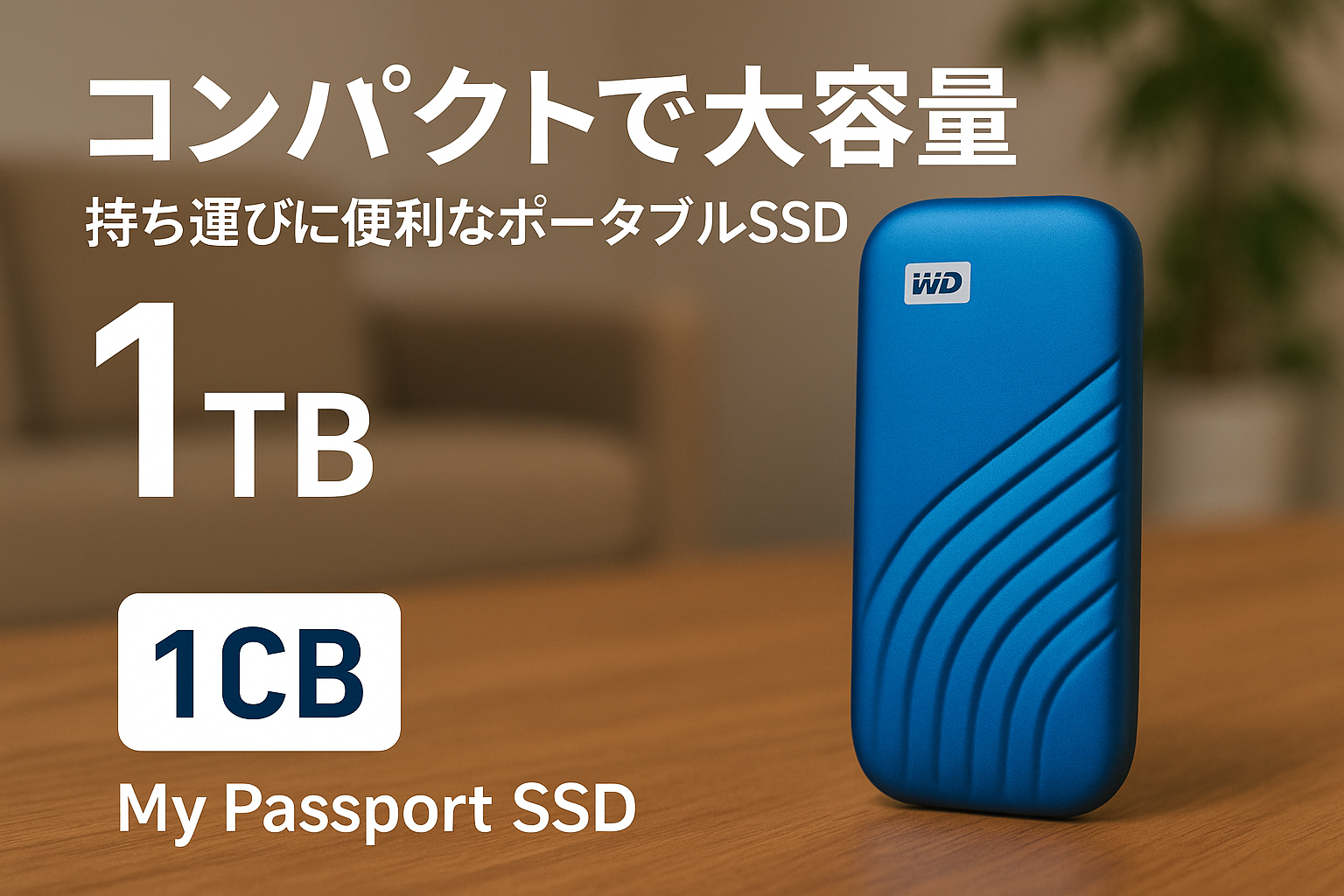 ウエスタンデジタル(Western Digital) WD ポータブルSSD 1TB ブルー USB3.2 Gen2 My Passport SSD 最大読取り1050 MB/秒 外付けSSD /メーカー5年保証 WDBAGF0010BBL-WESN 国内正規代理店品