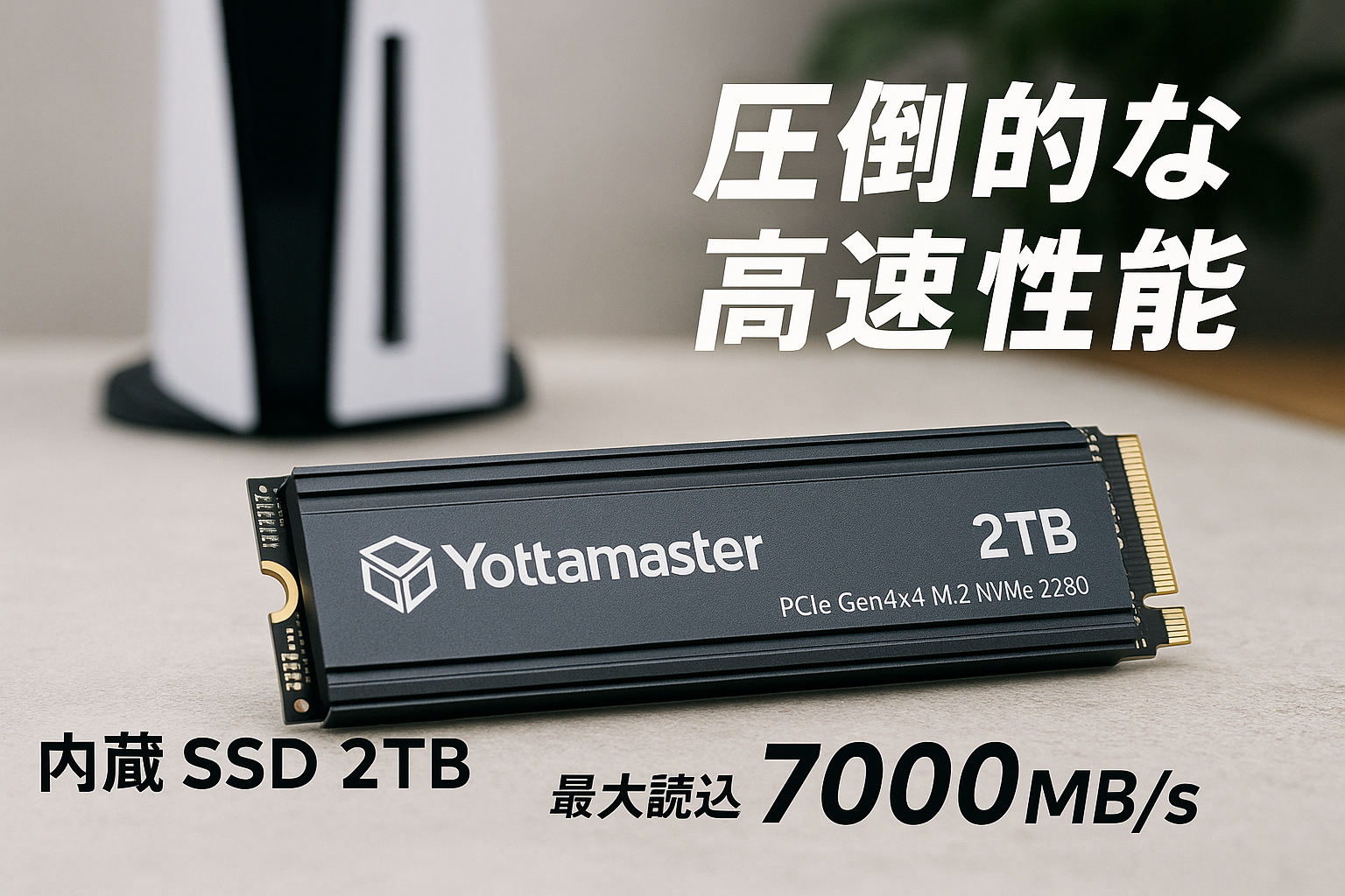 Yottamaster 内蔵 SSD 2TB PCIe Gen4x4 M.2 NVMe 2280 最大読込:7000MB/s 最大書込み:6500MB/s PS5対応 3D QLC NAND Flash 搭載 国内正規代理店保証品 5年保証 冷却用ウエストコートTGU
