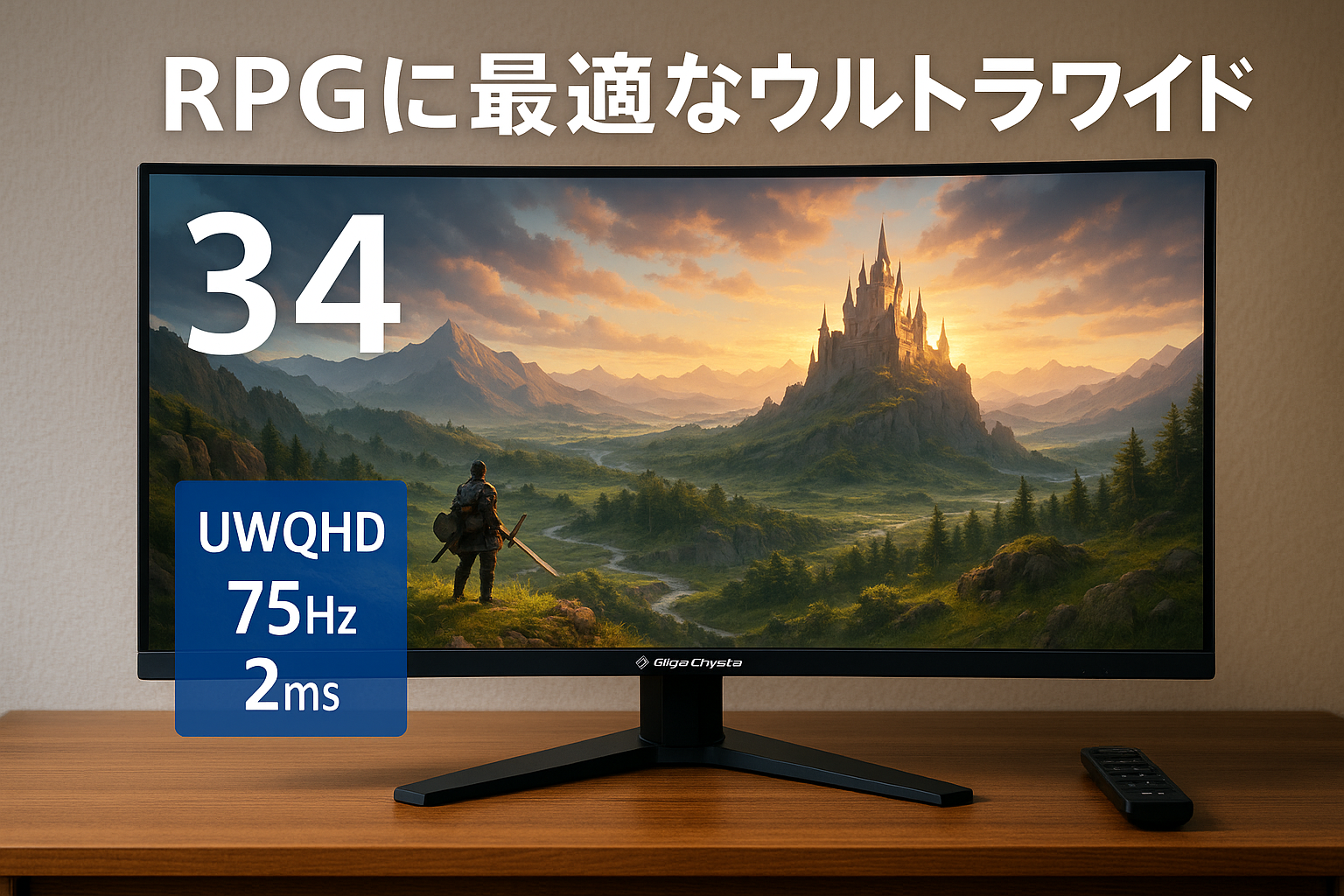 アイ・オー・データ IODATA ゲーミングモニター 34インチ GigaCrysta 75Hz 2ms UWQHD (RPG向き/HDMI×2/DisplayPort/USB-C/スピーカー付/リモコン付/高さ調整/5年保証/土日サポート) LCD-GCWQ341XDB/E
