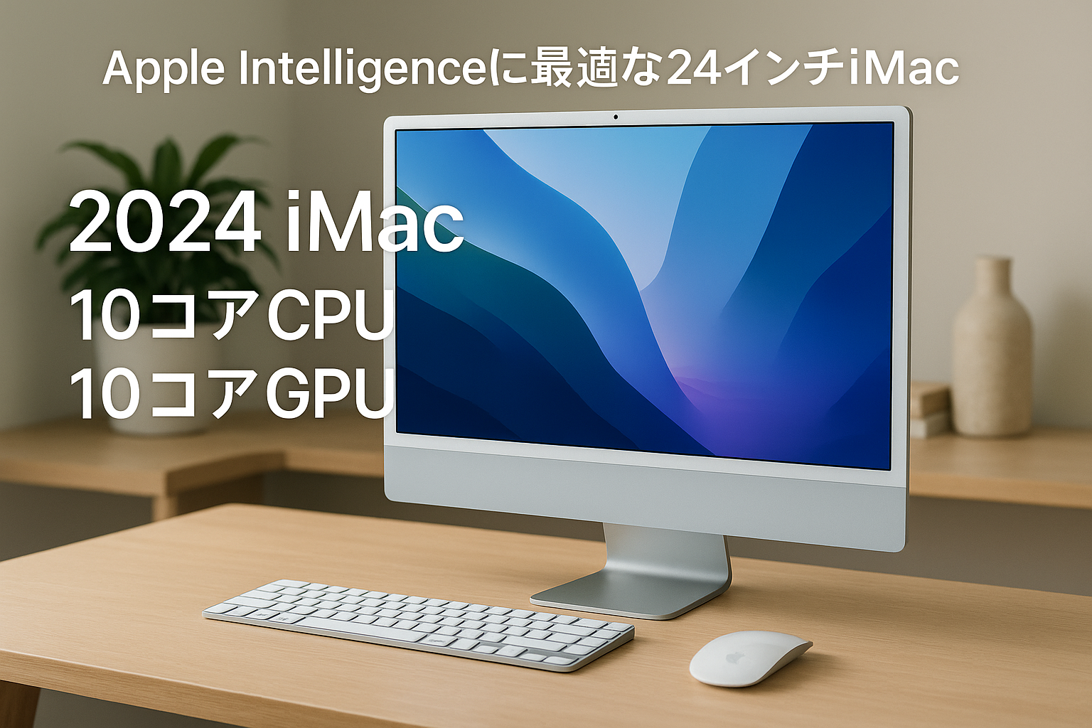 Apple 2024 iMac 10 コア CPU、10 コア GPU の M4 チップ搭載オールインワンデスク トップコンピュータ: Apple Intelligence のために設計、24 インチ Retina ディスプレ イ、24GBユニファイドメモリ、512GBの SSD ストレージ、ボディと同じカラーのアクセサリ、iPhone や iPad との連係機能 - シルバー