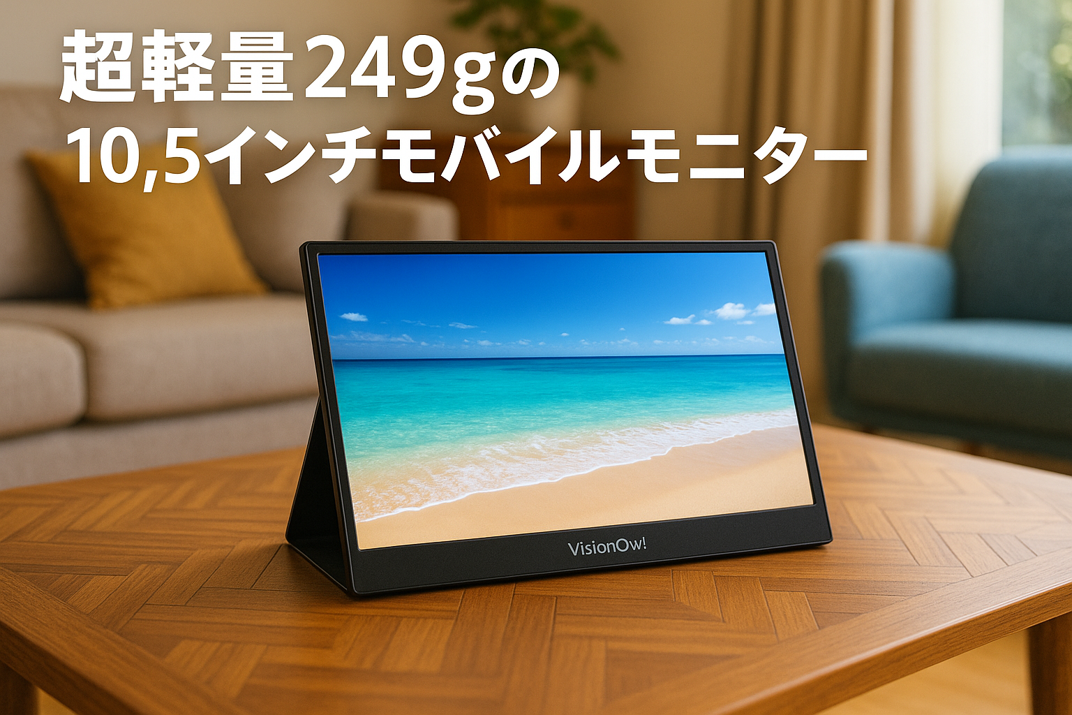 VisionOwl モバイルモニター 10.5インチ 超軽量249ｇ 高輝度450nits 100%sRGB広色域 画像比自動適合 FHD1280P 極細ベゼル モバイルディスプレイ ポータブルモニター 光沢IPSパネル HDR対応 USB Type-C/mini HDMI接続可 PS4/XBOX/Switch/PC/Macなど対応 XL-105
