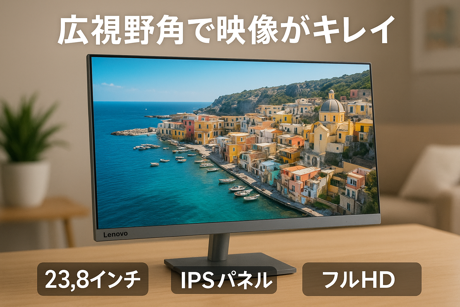Lenovo L24i-40 モニター (23.8インチ IPS WLED液晶 FHD 100Hz 4ms 非光沢 チルト対応 VESA HDMI ケーブル付) グレー 67A8KAC3JP