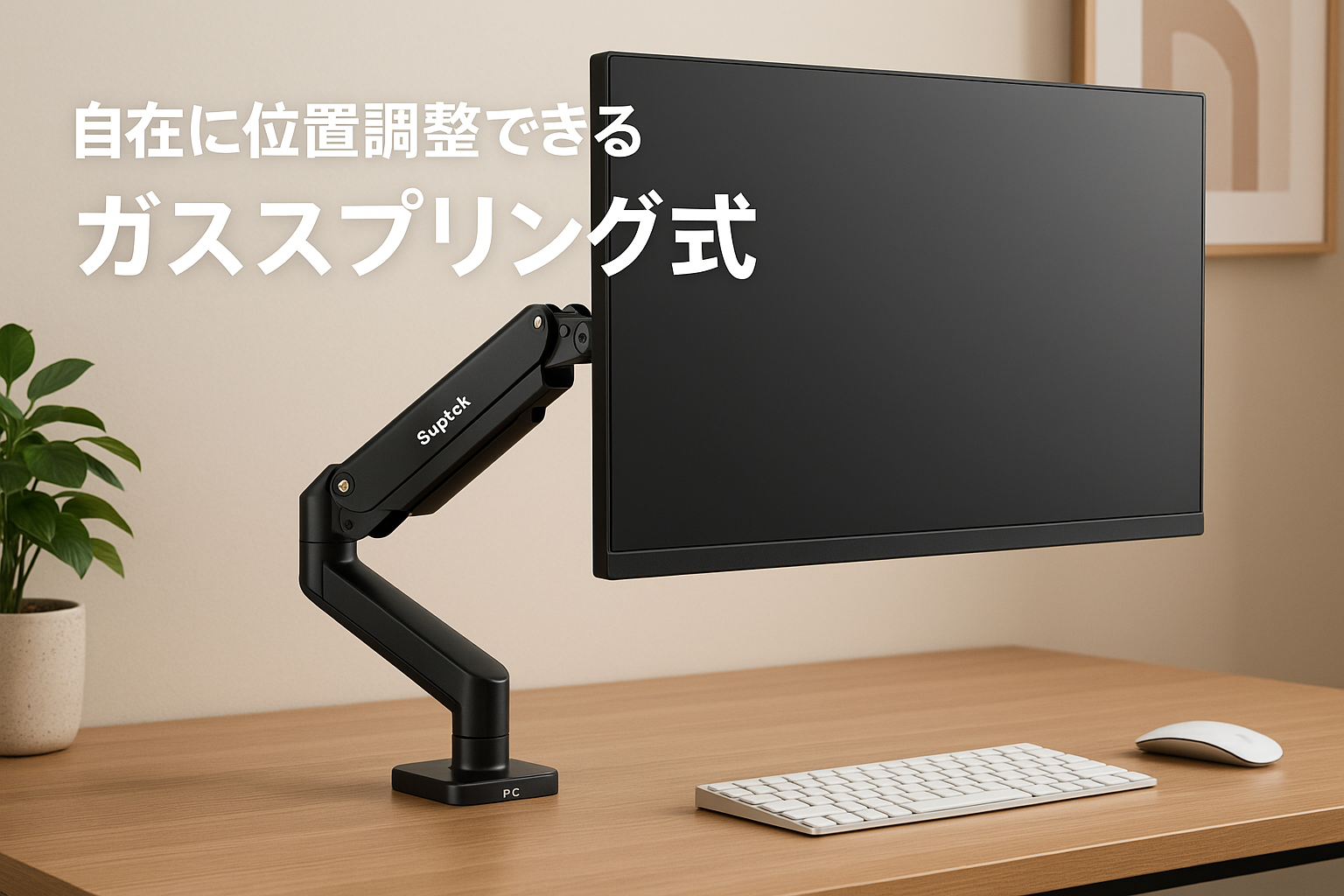 Suptek PC モニター アーム 液晶ディスプレイ アーム ガススプリング式 ガス圧式 モニタースタンド17～32インチ対応 最大耐荷重10kg 黒い MD81